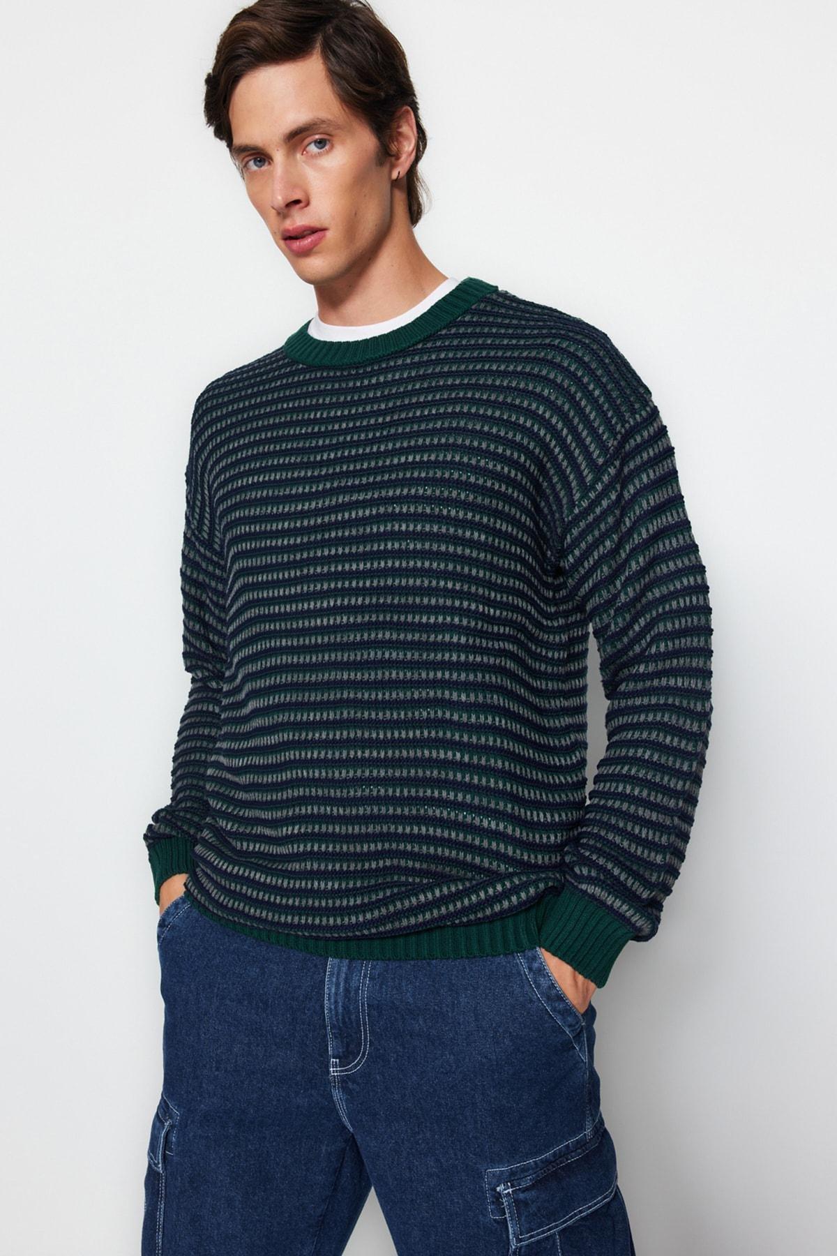 Navy Striped Sweater, , large image number 1