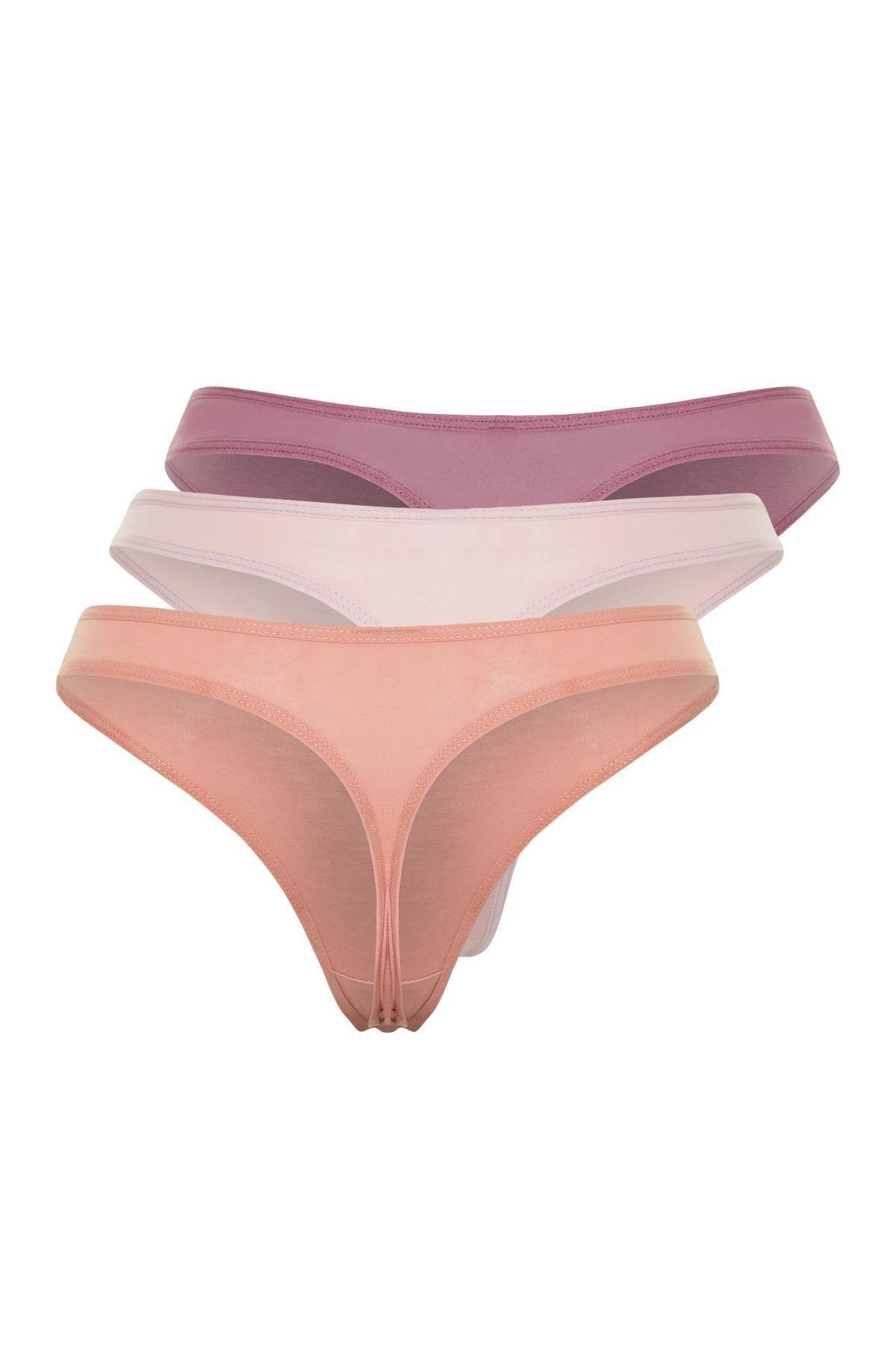 Multicolour Cotton Knitted Thong, Set of 3, , large image number 6