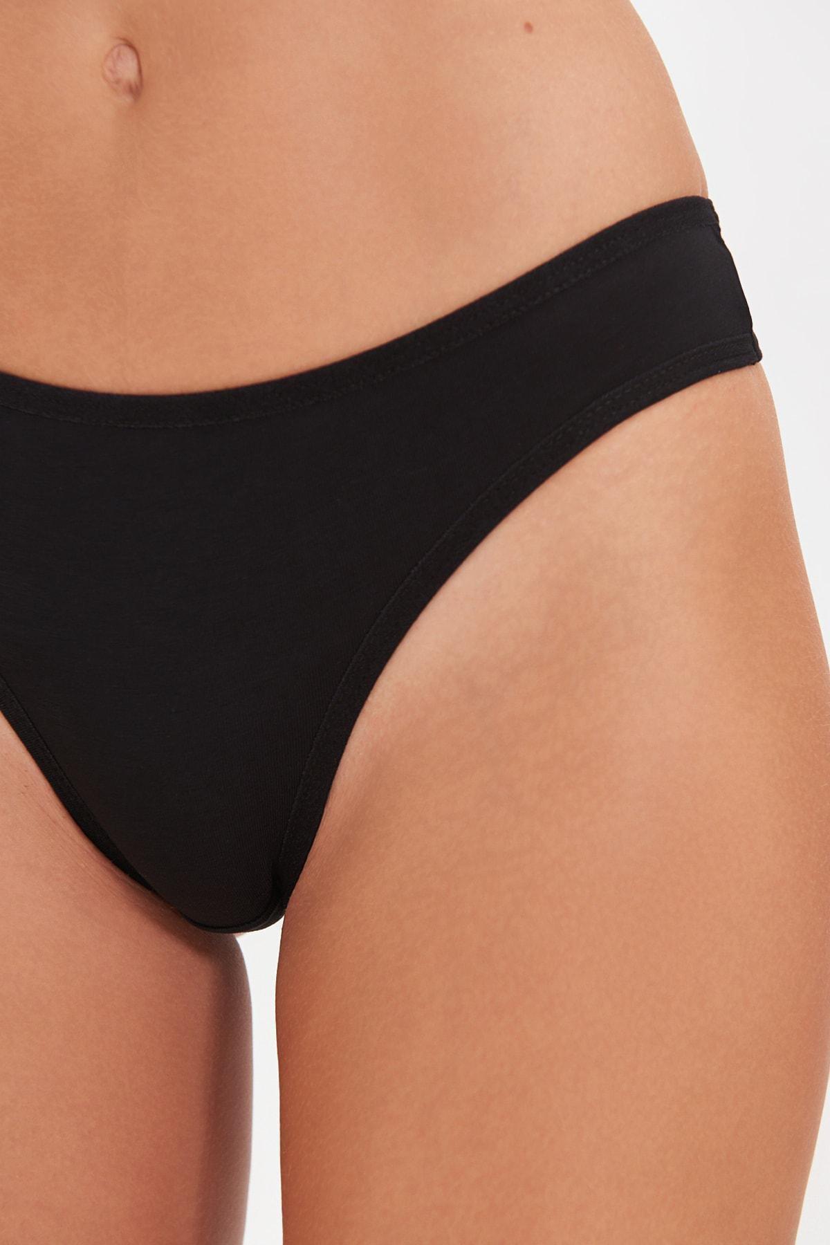 Black Mid Waist Briefs, Set Of 3, , large image number 5