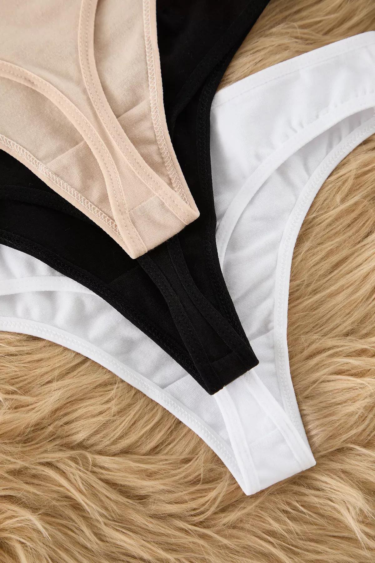 Black-White Thong Panties,set of 3, , large image number 2