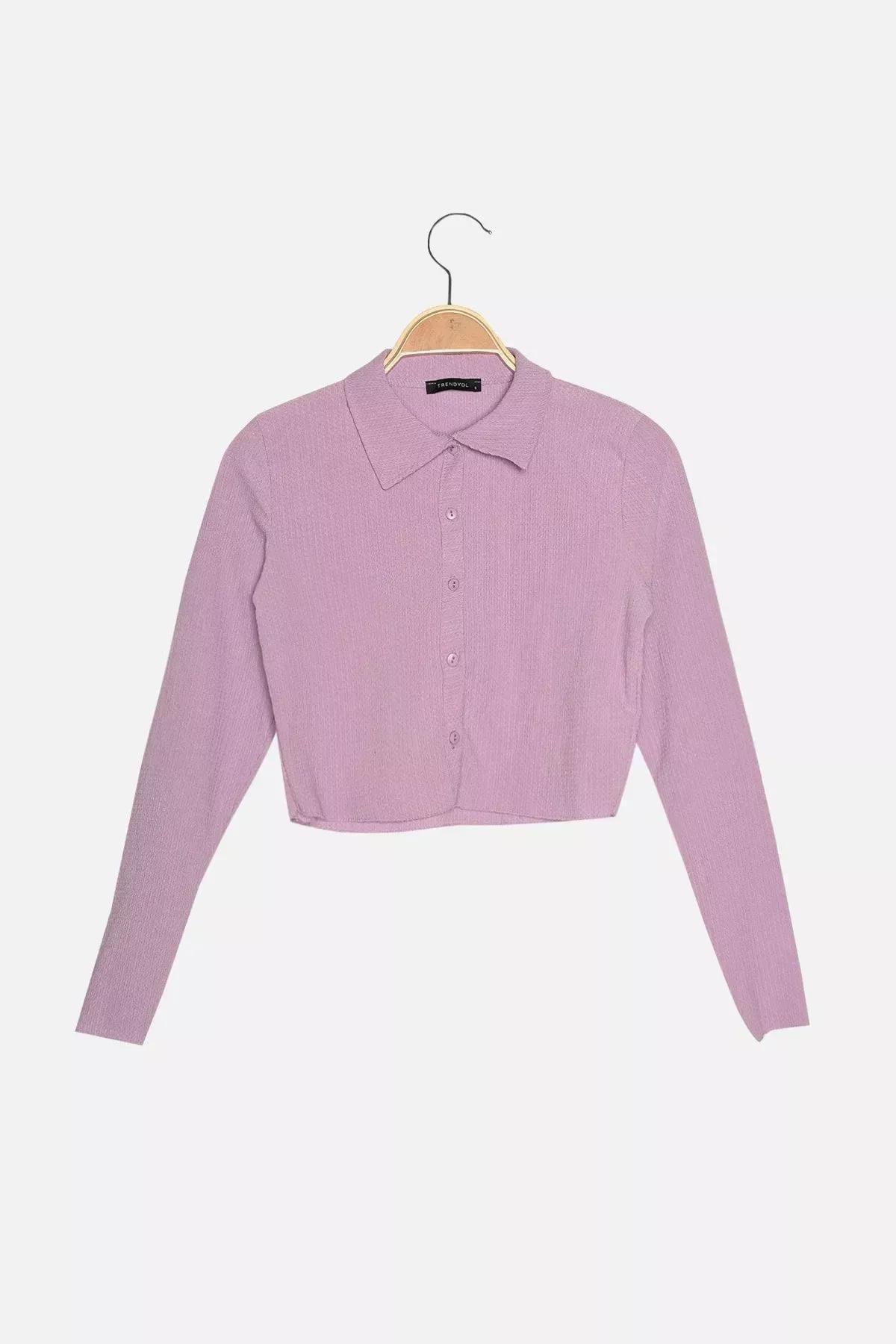 Purple Polo Neck Crop Top, , large image number 3