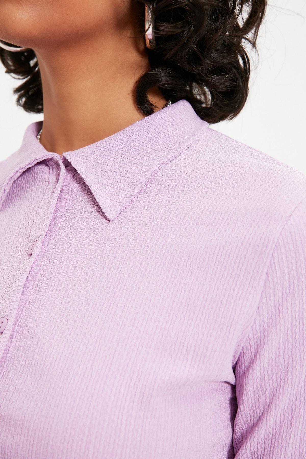 Purple Polo Neck Crop Top, , large image number 3