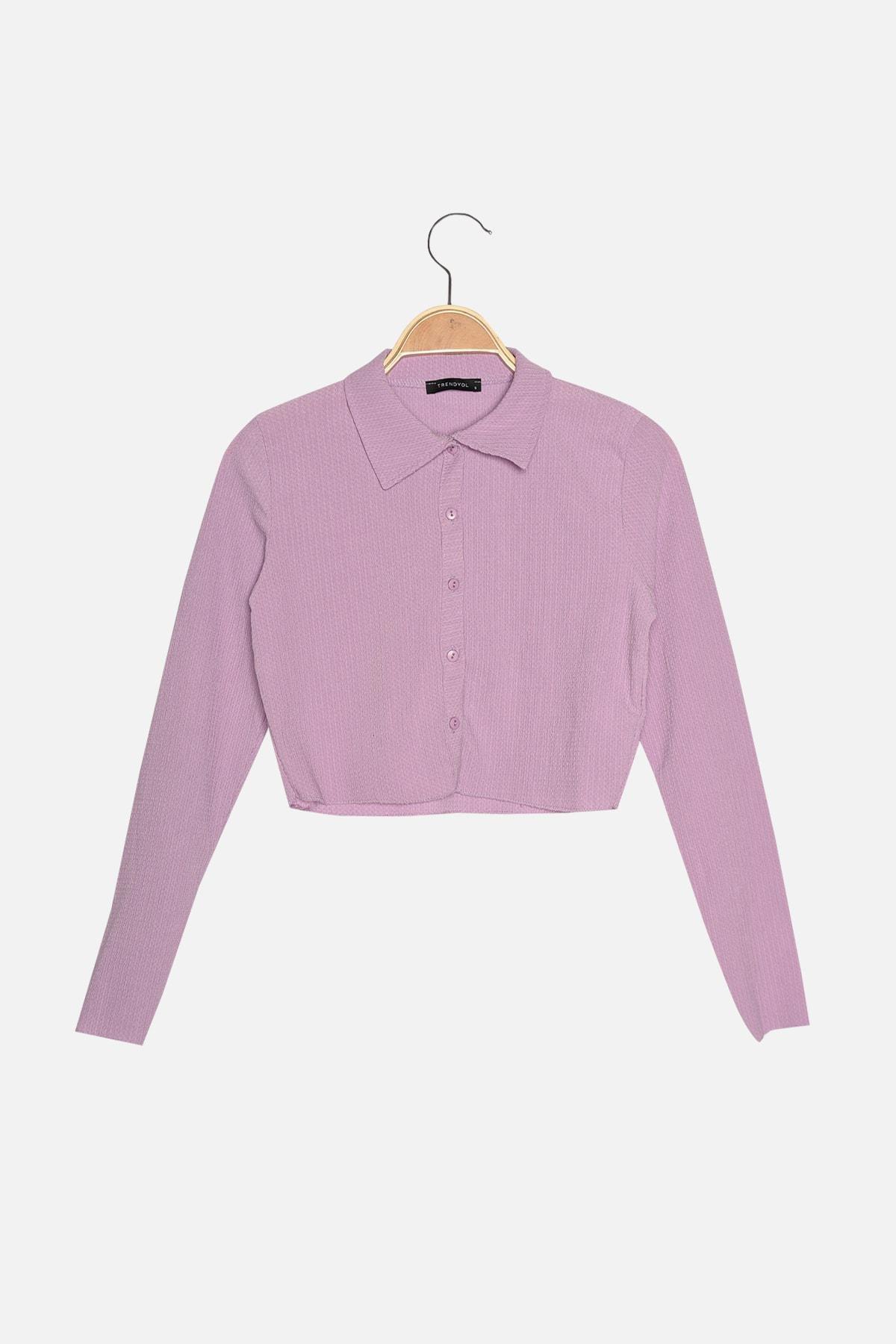 Purple Polo Neck Crop Top, , large image number 5