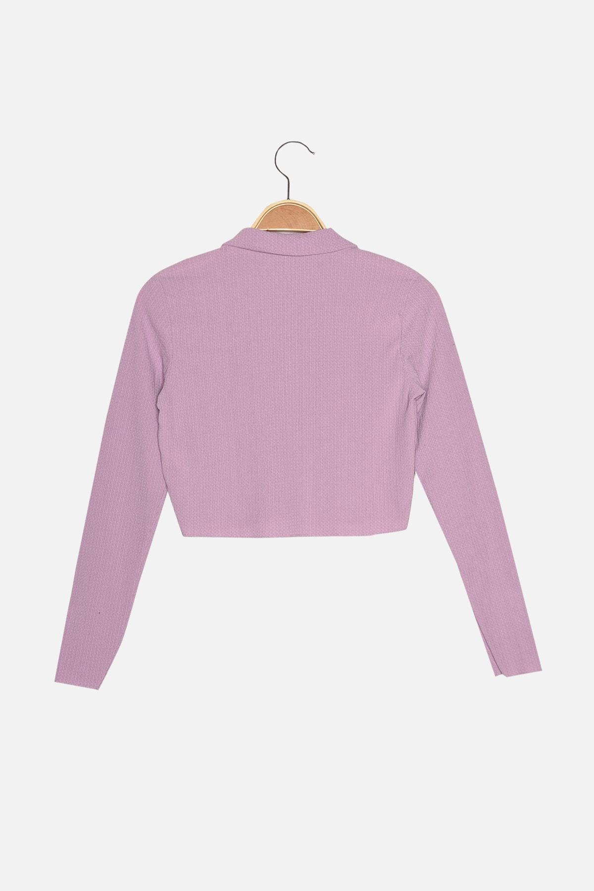 Purple Polo Neck Crop Top, , large image number 6