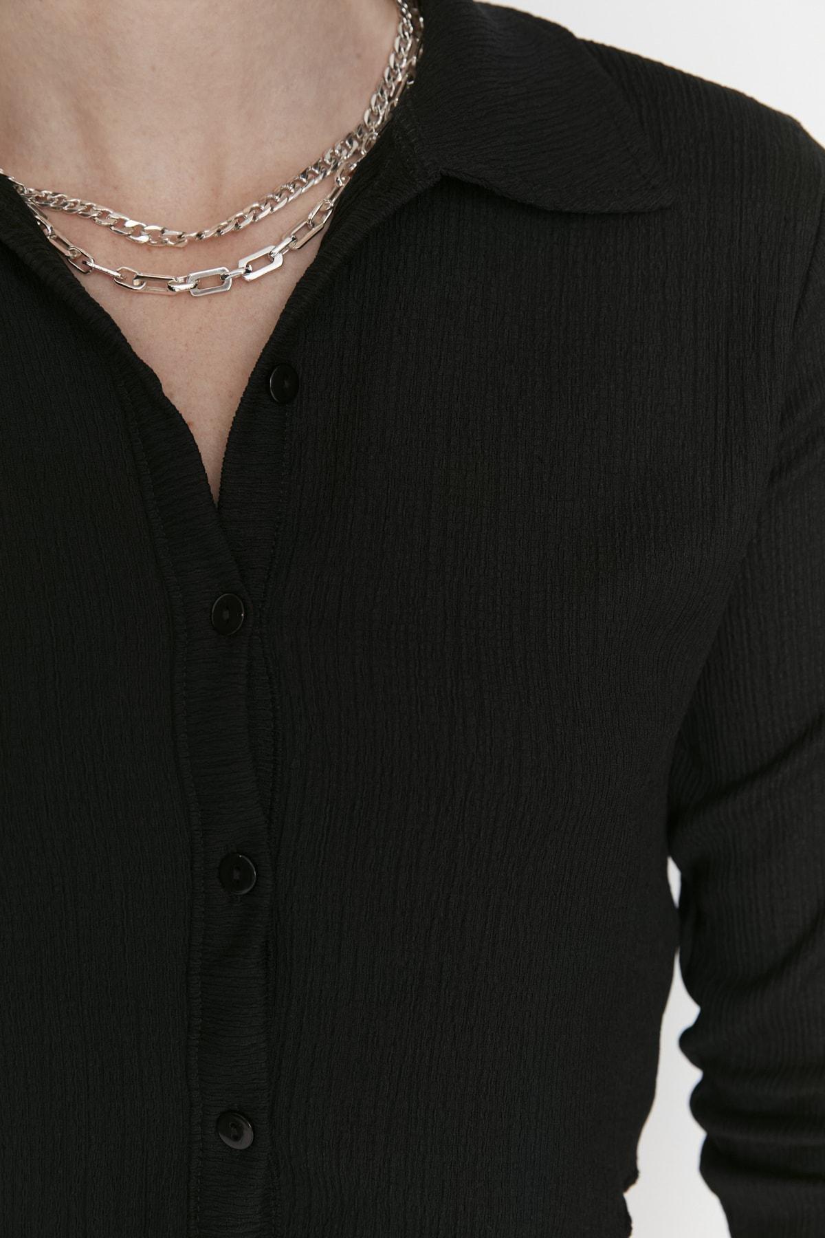 Black Polo Neck Blouse, Black, large image number 2