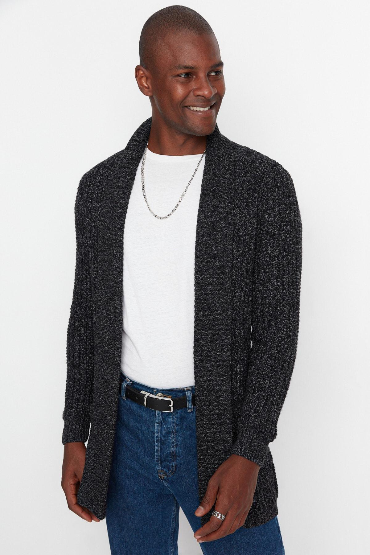 Black Shawl Collar Cardigan, , large image number 1