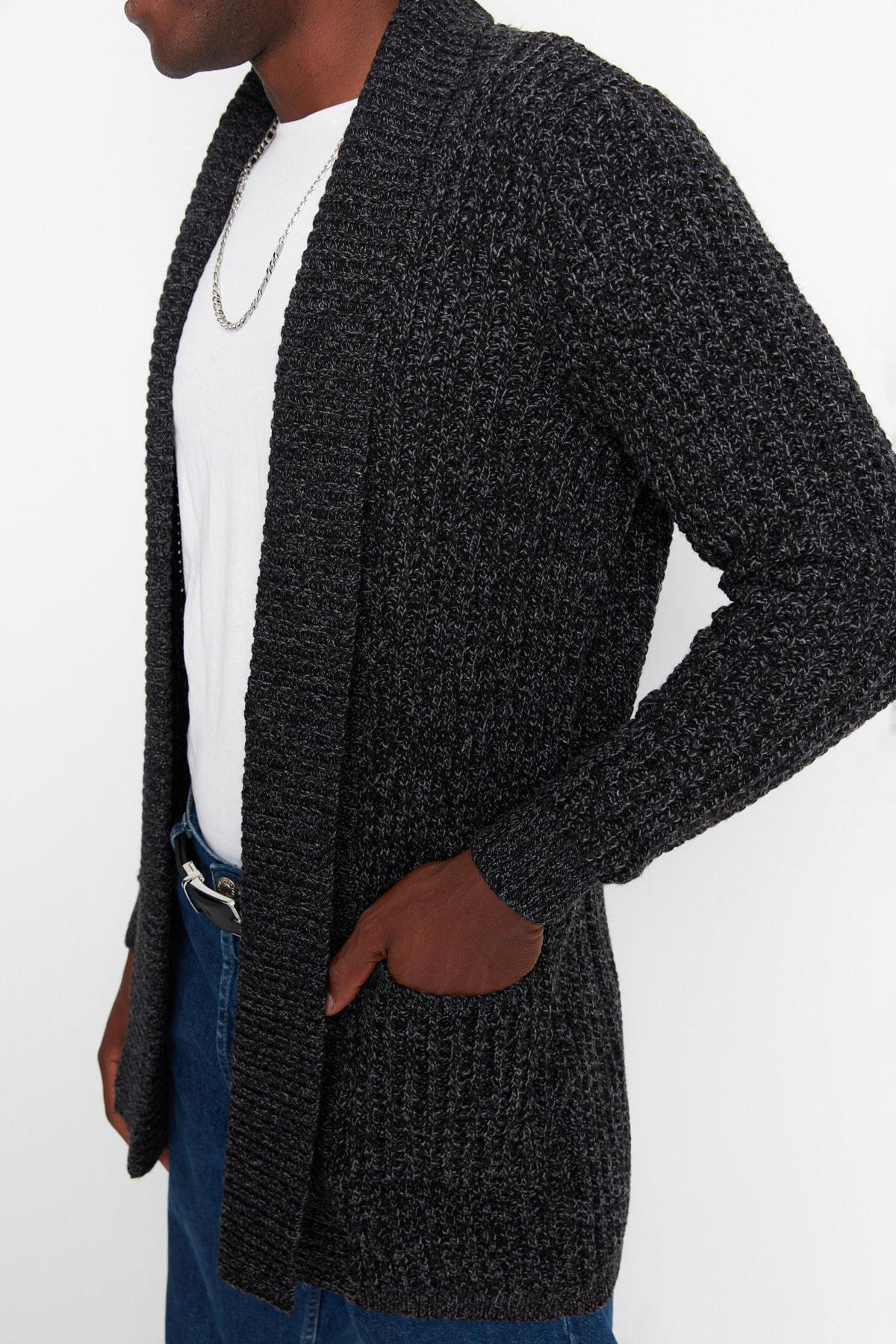 Black Shawl Collar Cardigan, , large image number 3