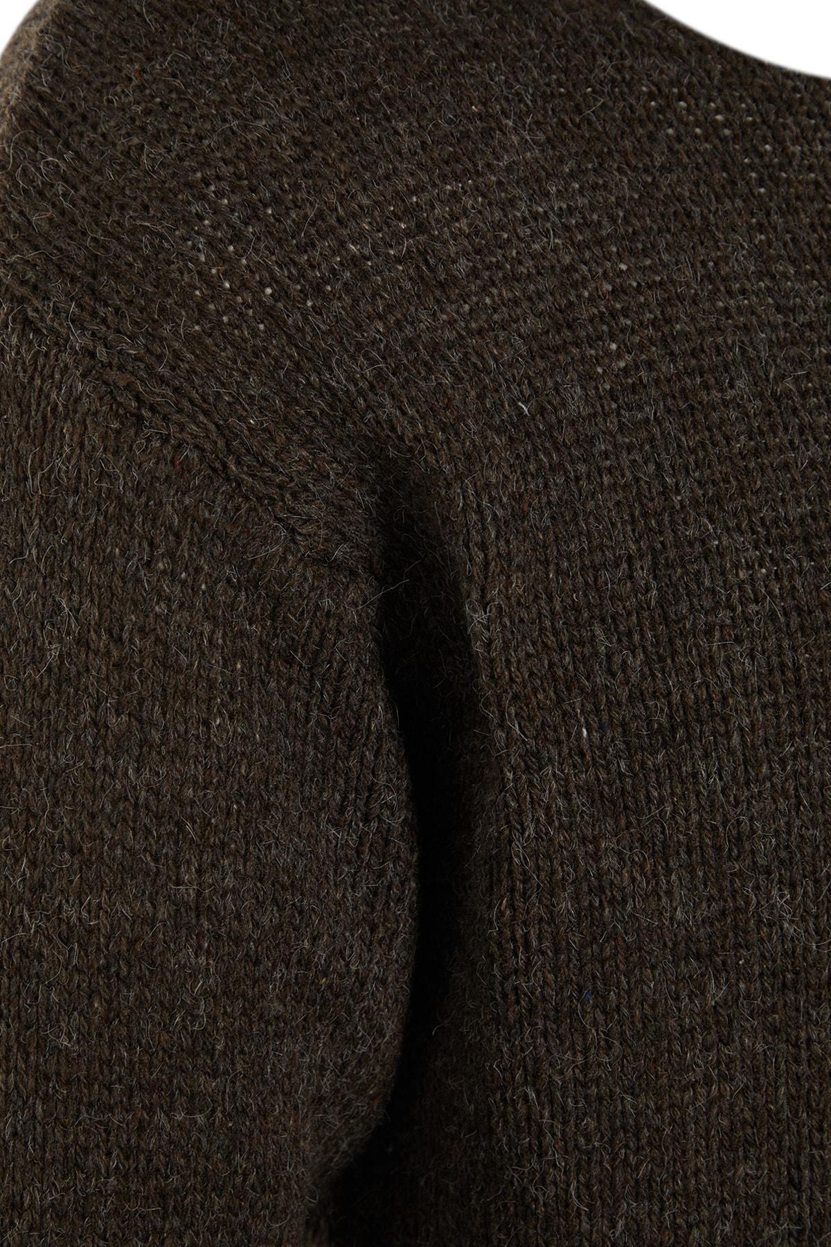 Brown Oversize Boat Neck Sweater, , large image number 5