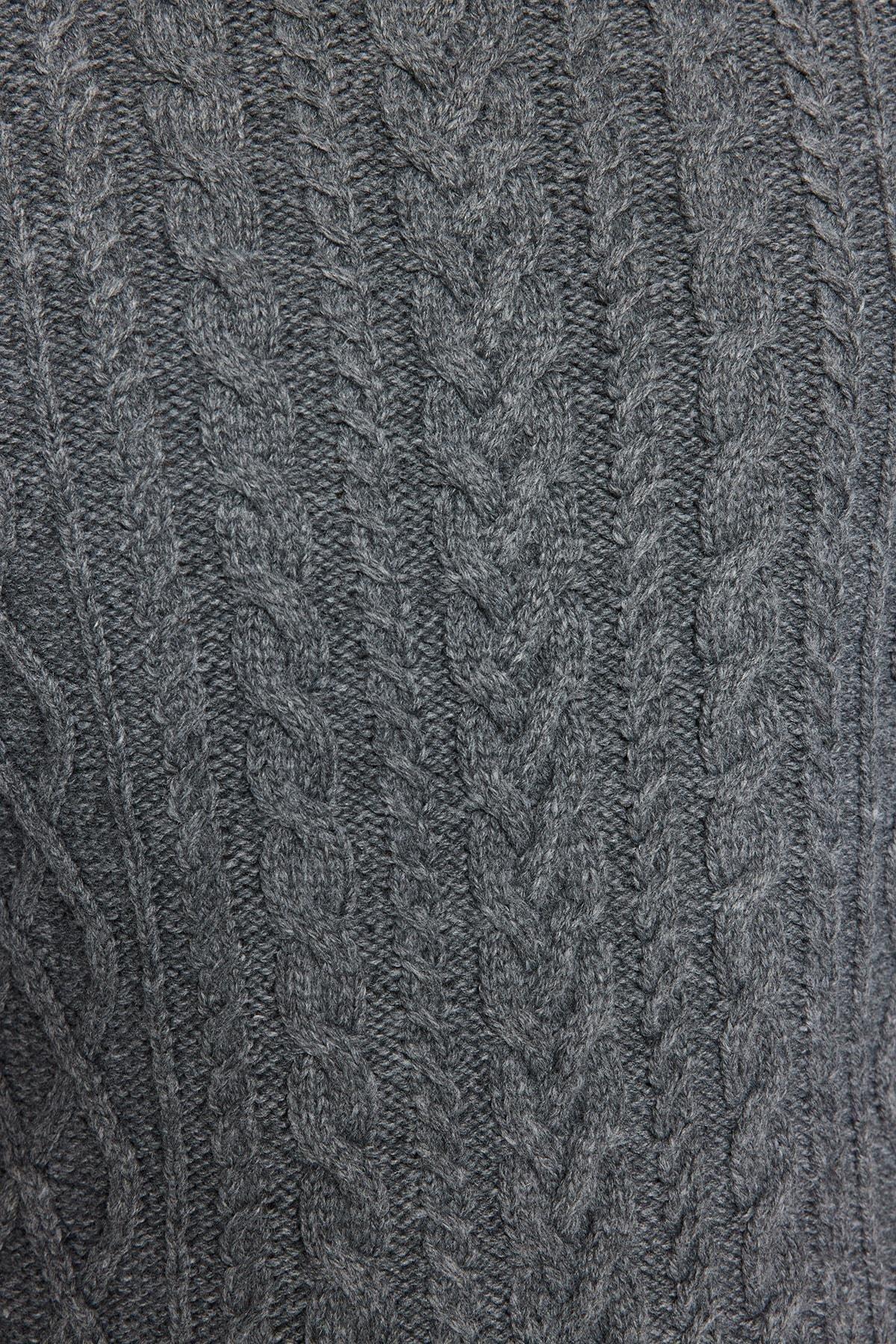 Grey Slim Fit Turtleneck Knitted Sweater, Gray, large image number 4