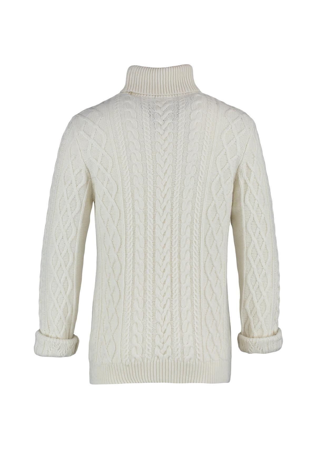 Cream Slim Turtleneck Sweater, , large image number 6