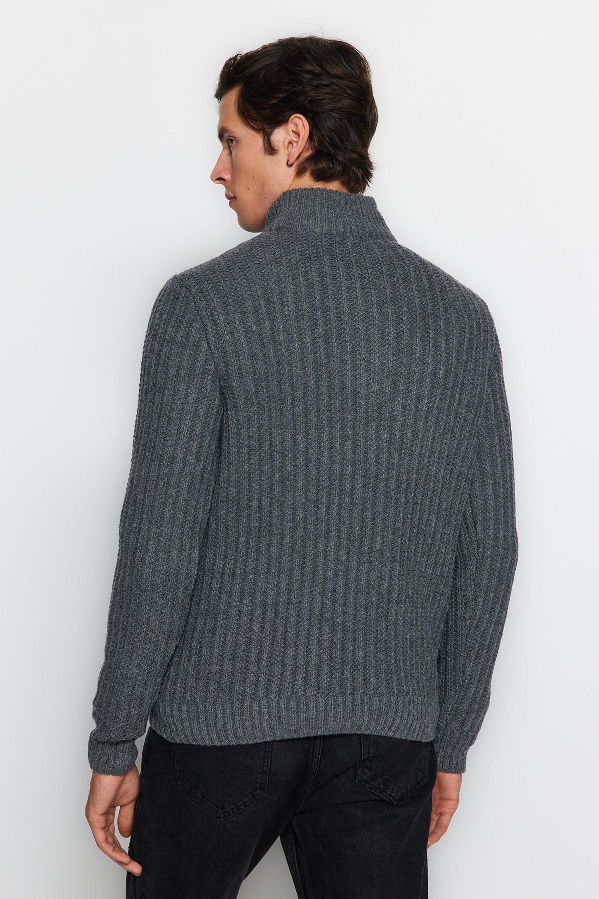 Grey Turtleneck Knitwear Sweater, C101_1653, large image number 3