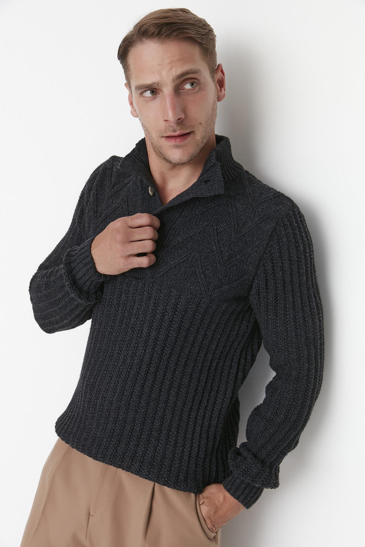 Grey High Neck Sweater, , large image number 1