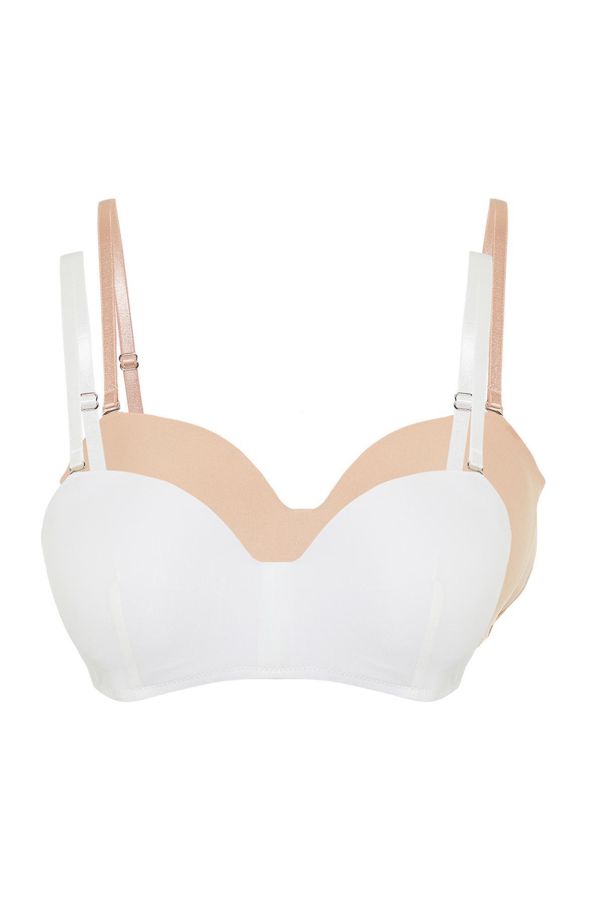 Cream Whole Cup Knitted Bra, Set Of 2, , large image number 5