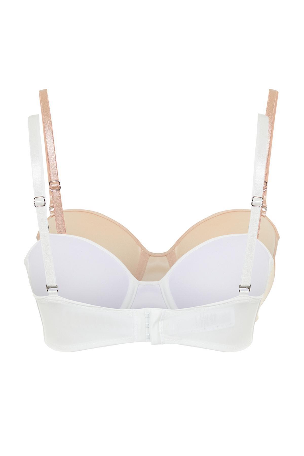 Cream Whole Cup Knitted Bra, Set Of 2, , large image number 6