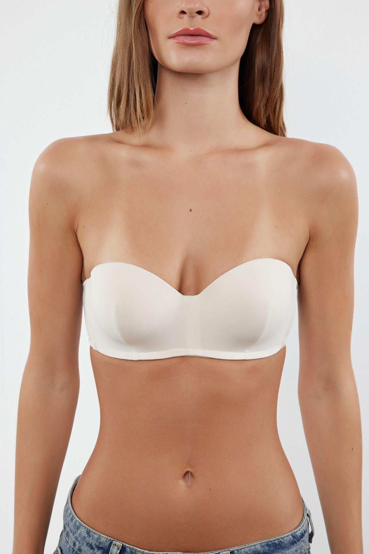 Dusty Rose-Skin 2 Pack String Strapless Padded Full Cup Balconet Knitted Bra THMSS21SU0141, 2, , large image number 5