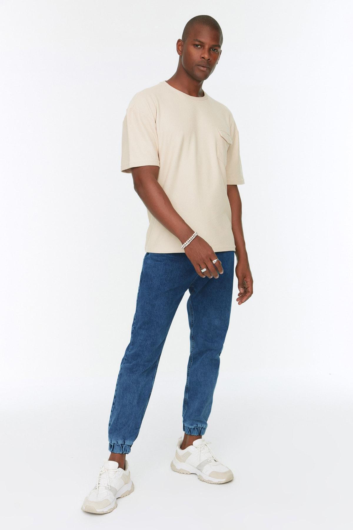 Blue Joggers High Waist Jeans, , large image number 1