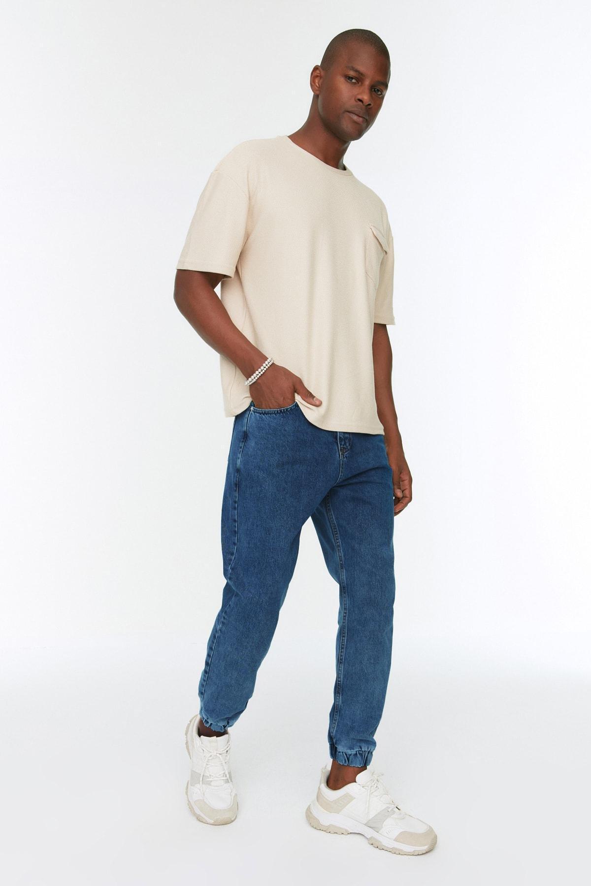 Blue Joggers High Waist Jeans, , large image number 2