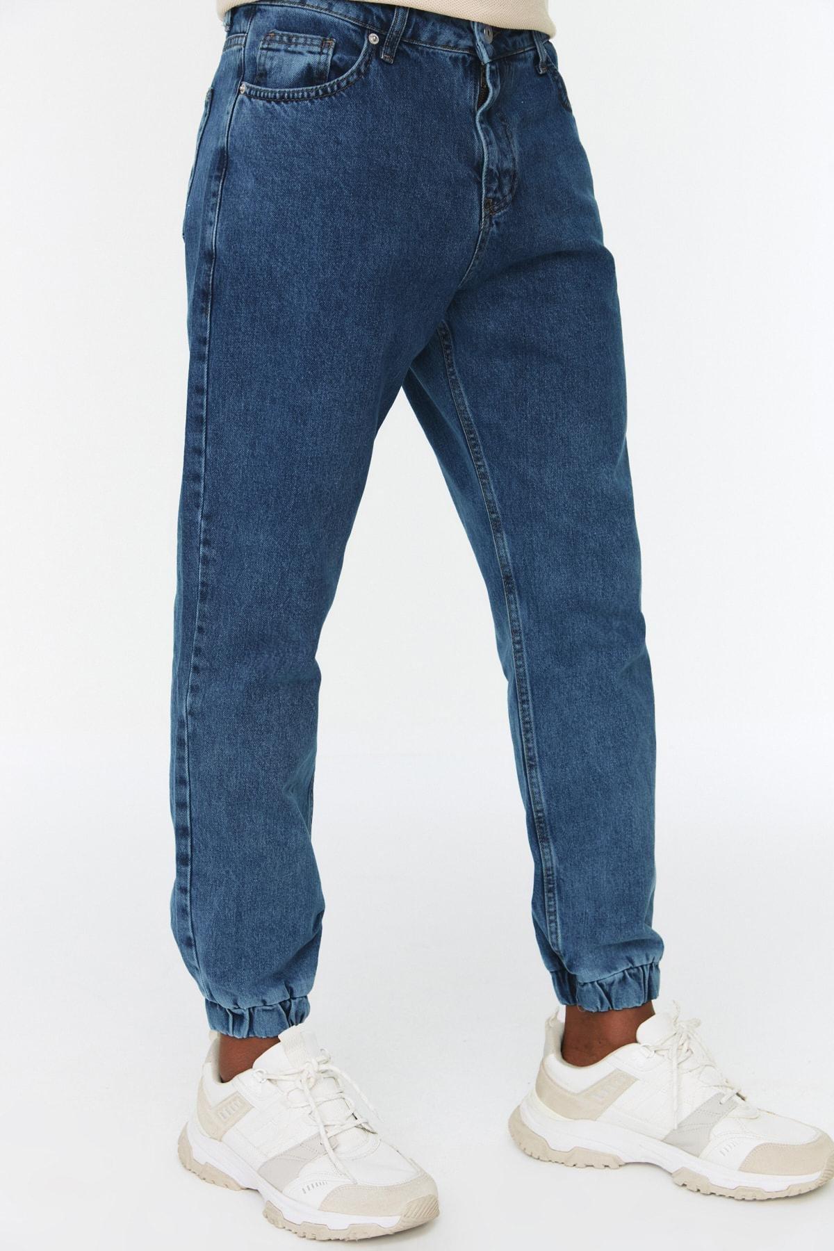 Trendyol - Blue Joggers High Waist Jeans