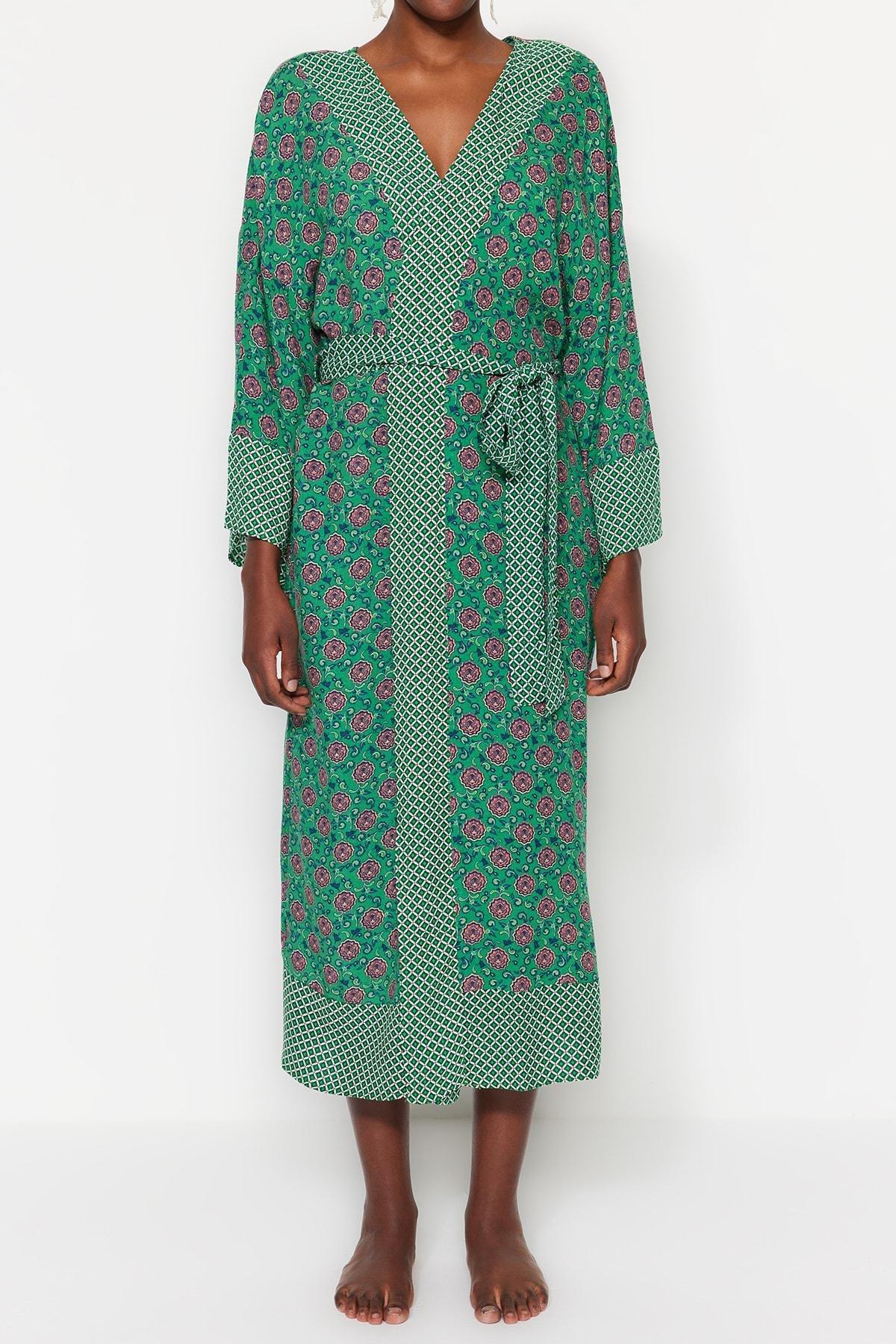 Trendyol - Green Printed Kimono