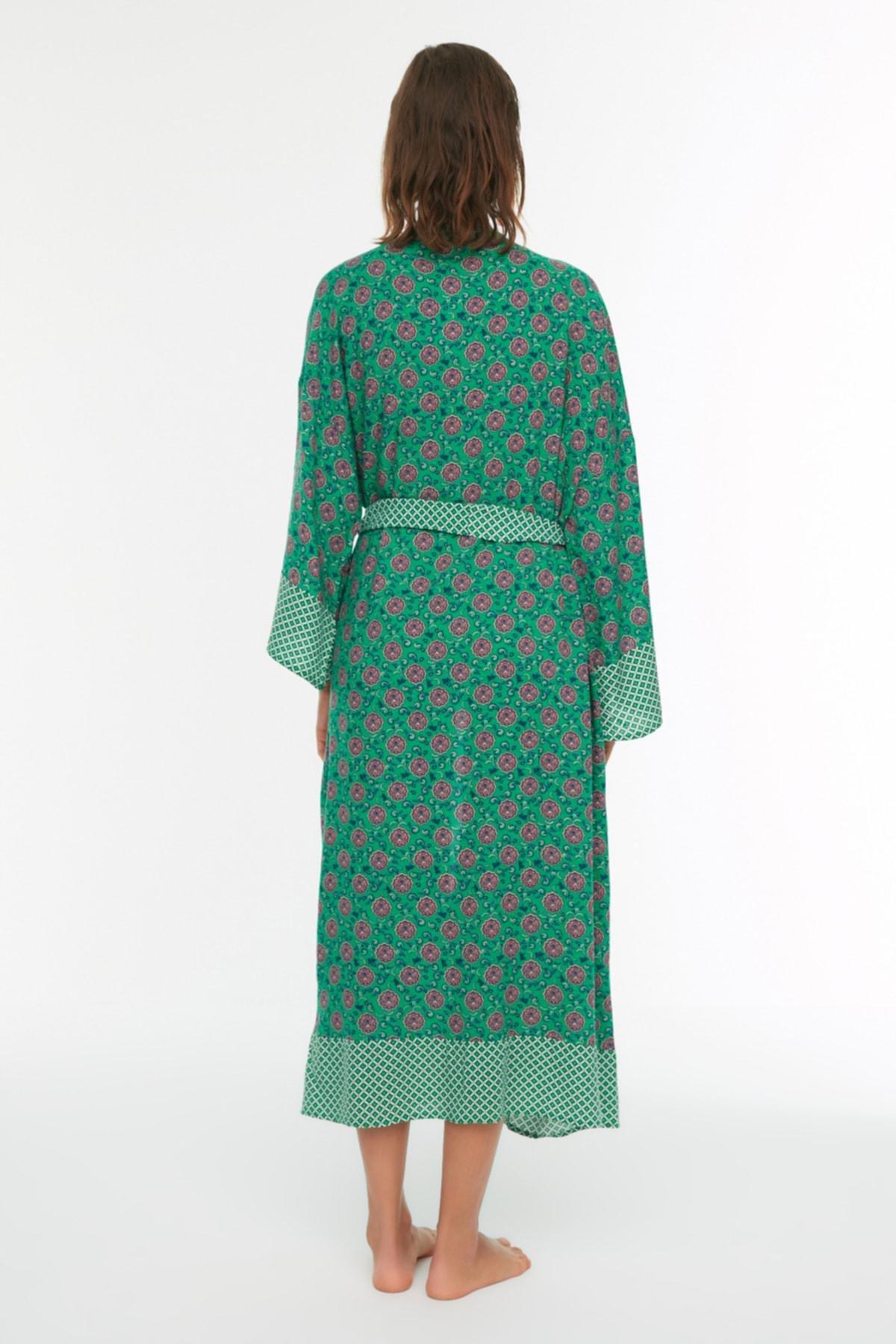 Trendyol - Green Printed Kimono