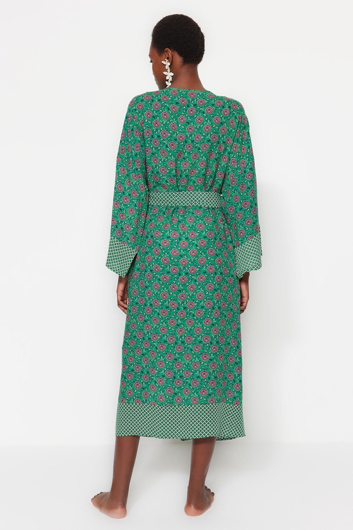 Trendyol - Green Printed Kimono