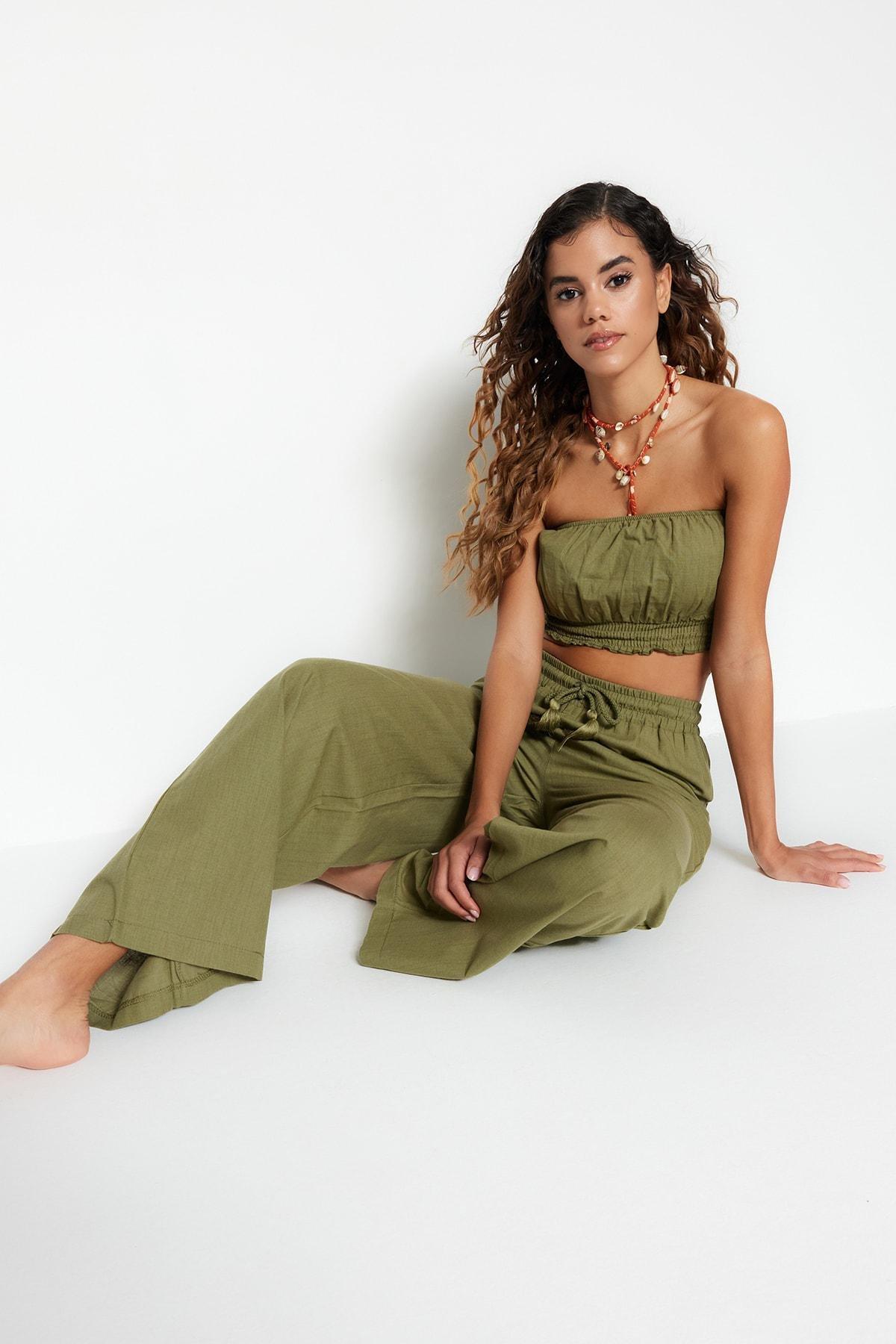 Green Woven Cotton Co-Ord Set, , large image number 0