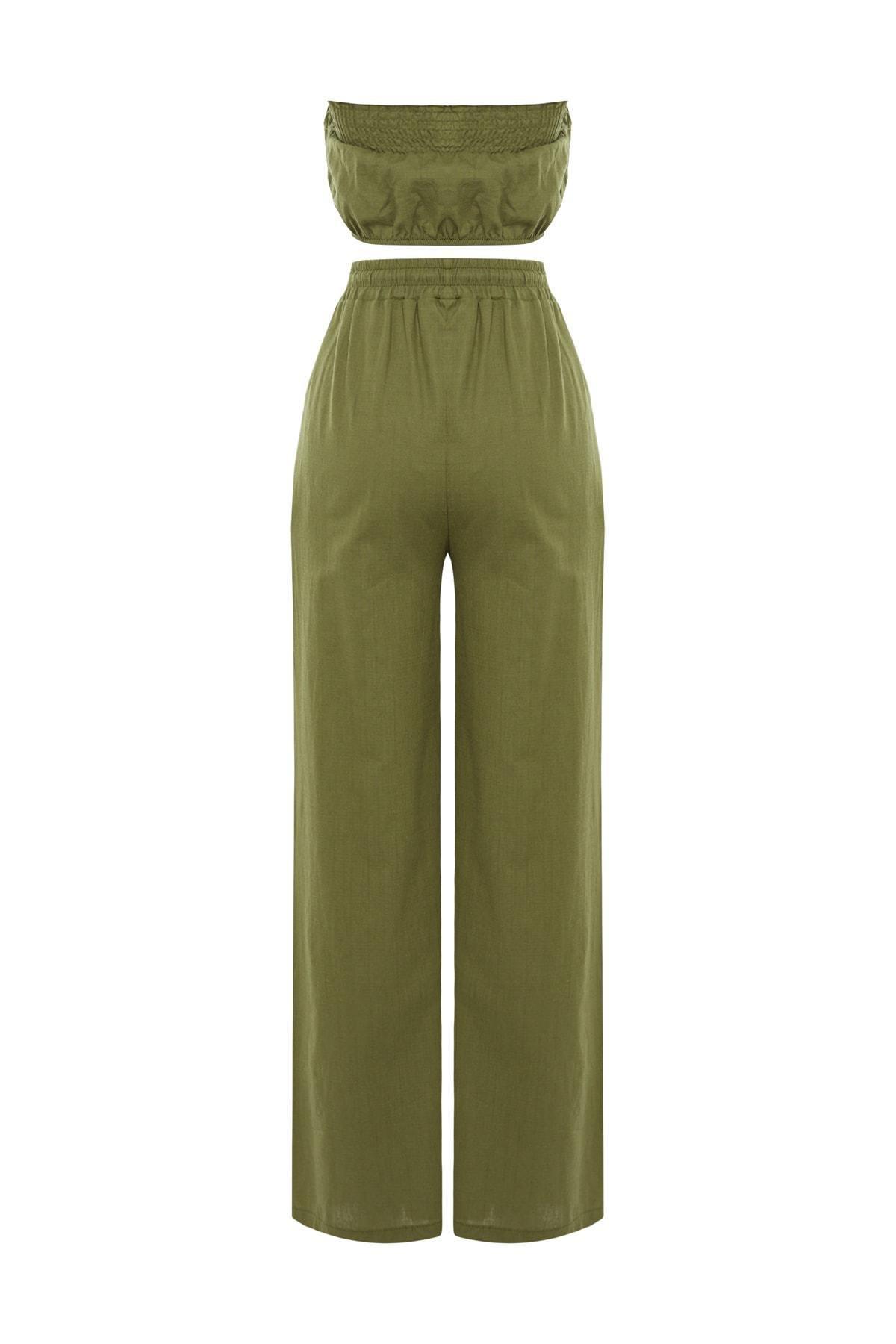 Green Woven Cotton Co-Ord Set, , large image number 6