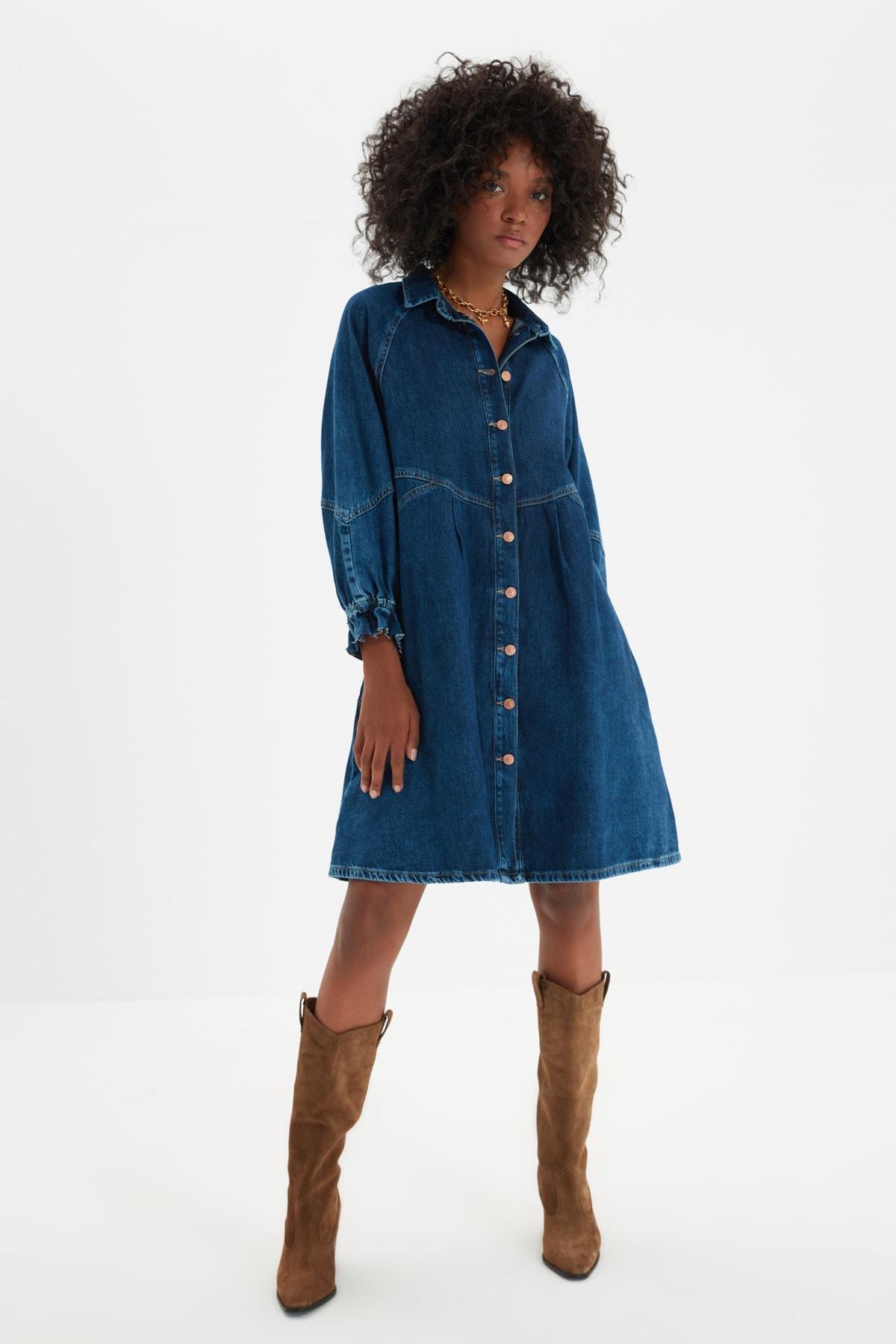 Blue A-Line Dress, , large image number 0