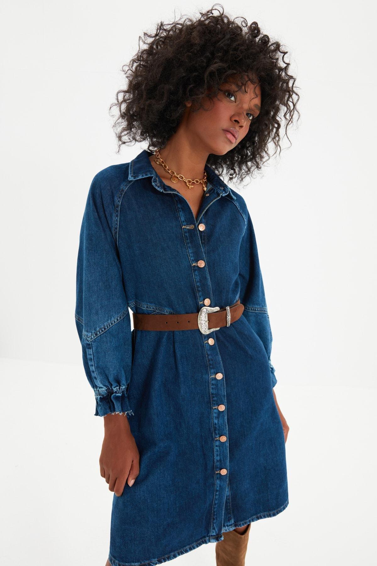 Blue A-Line Dress, , large image number 1