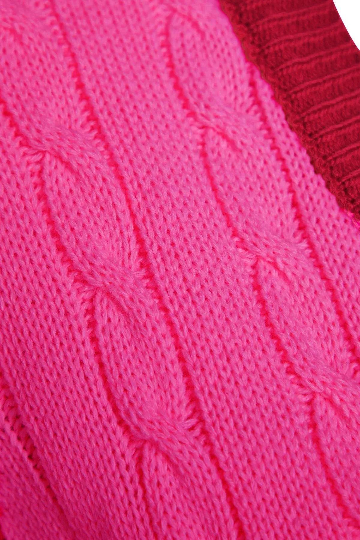 Pink V-Neck Sweater Vest, , large image number 6