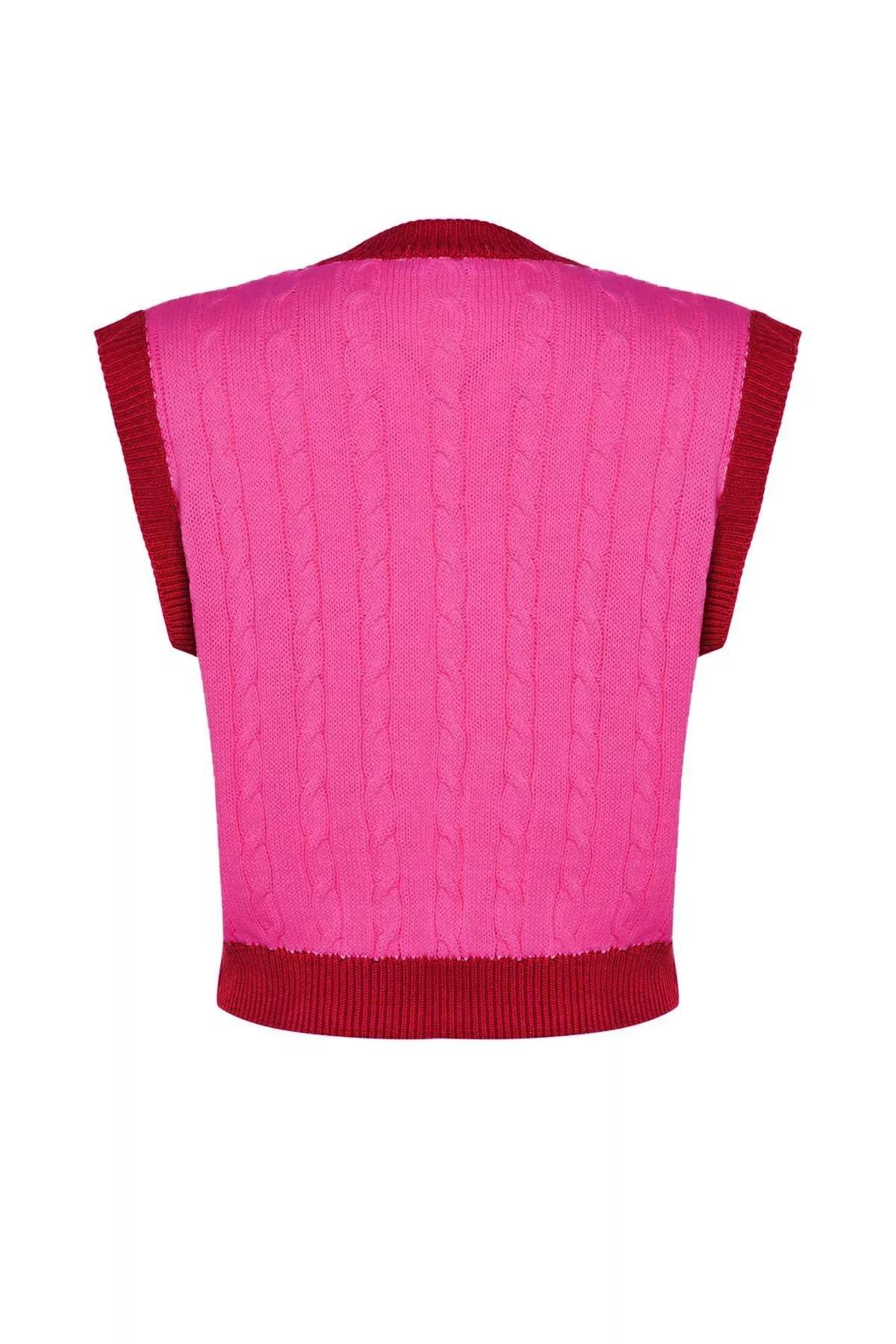 Pink V-Neck Sweater Vest, , large image number 7