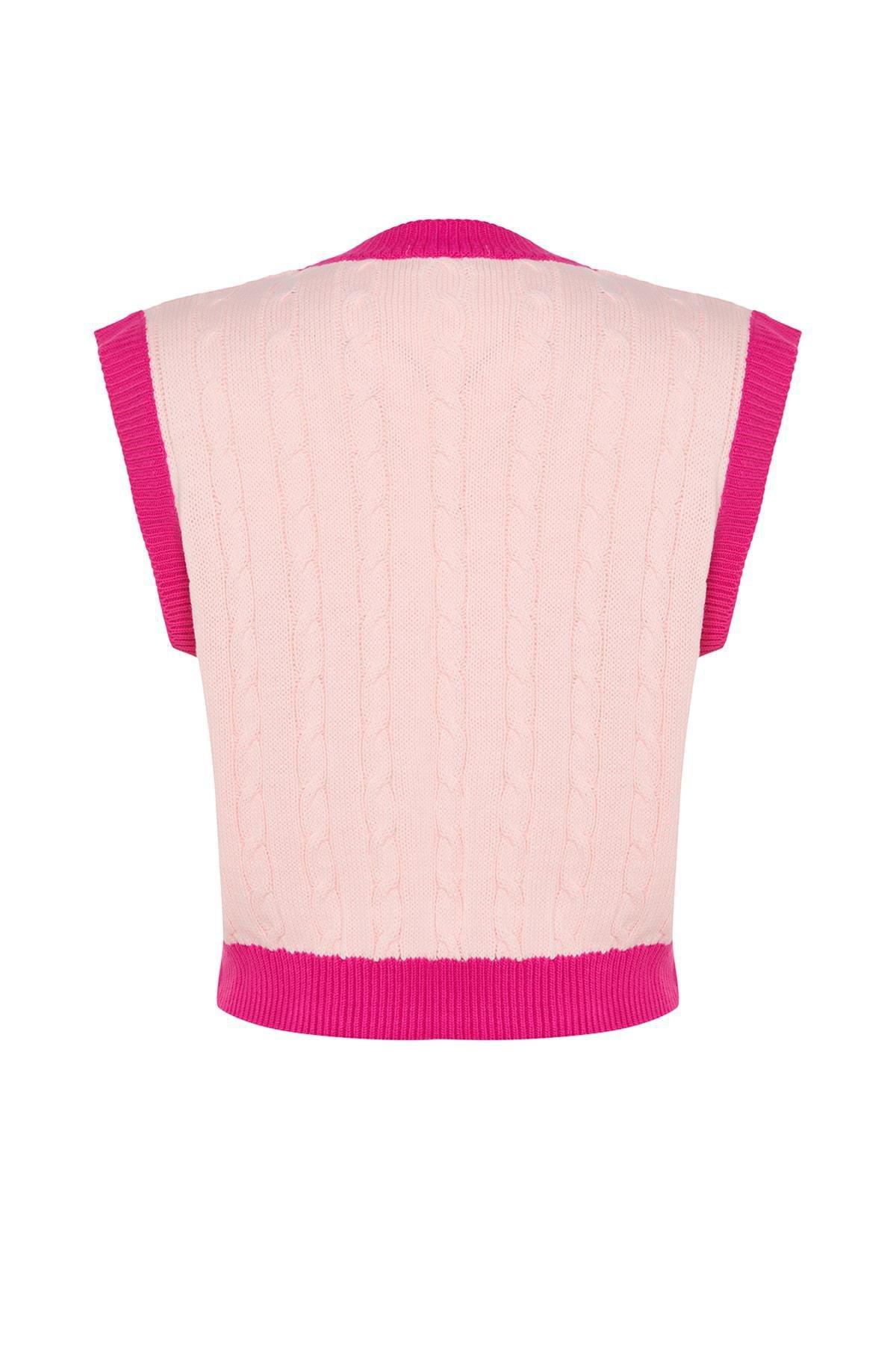 Pink V-Neck Sweater Vest, , large image number 8