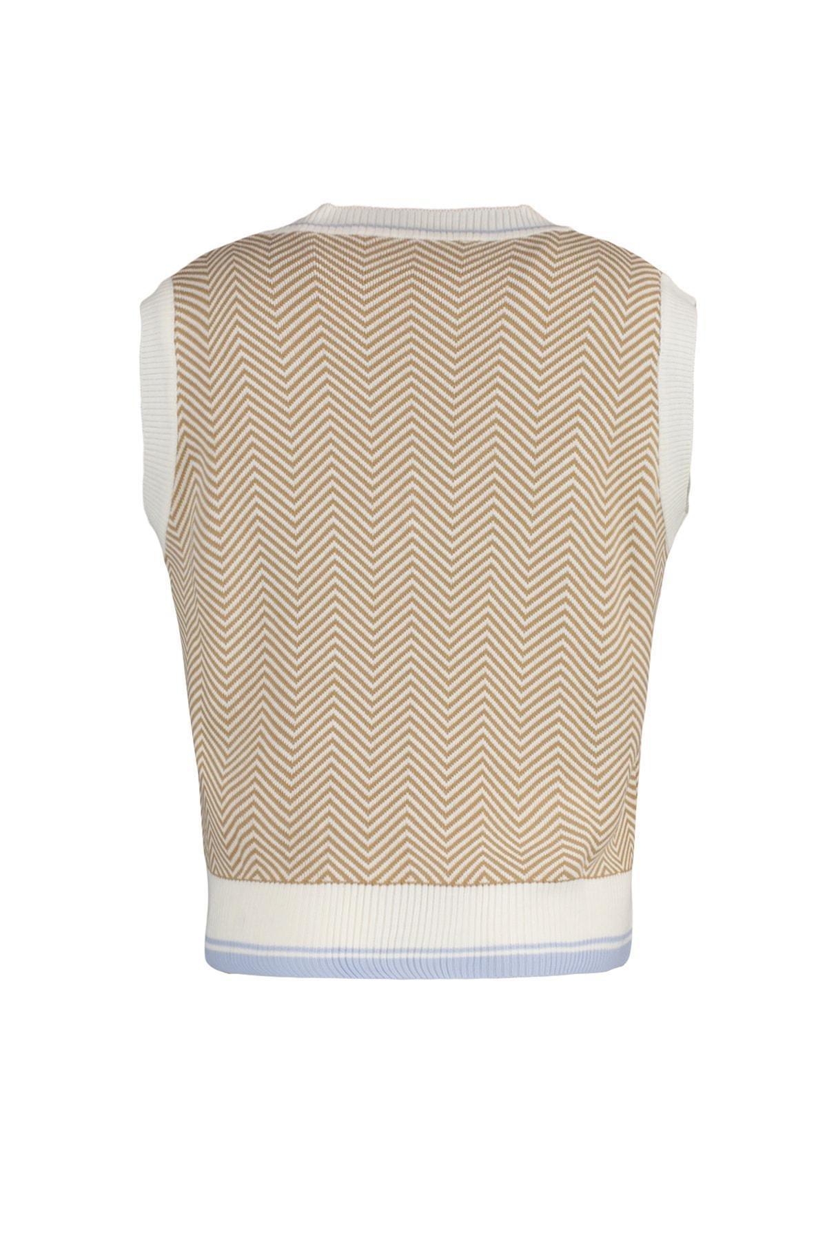 Brown V Neck Sweater Vest, , large image number 6