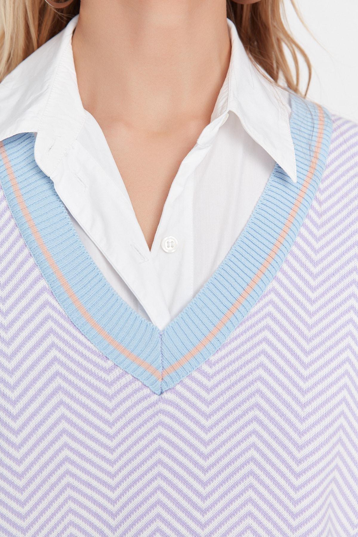 Blue V Neck Sweater Vest, , large image number 3