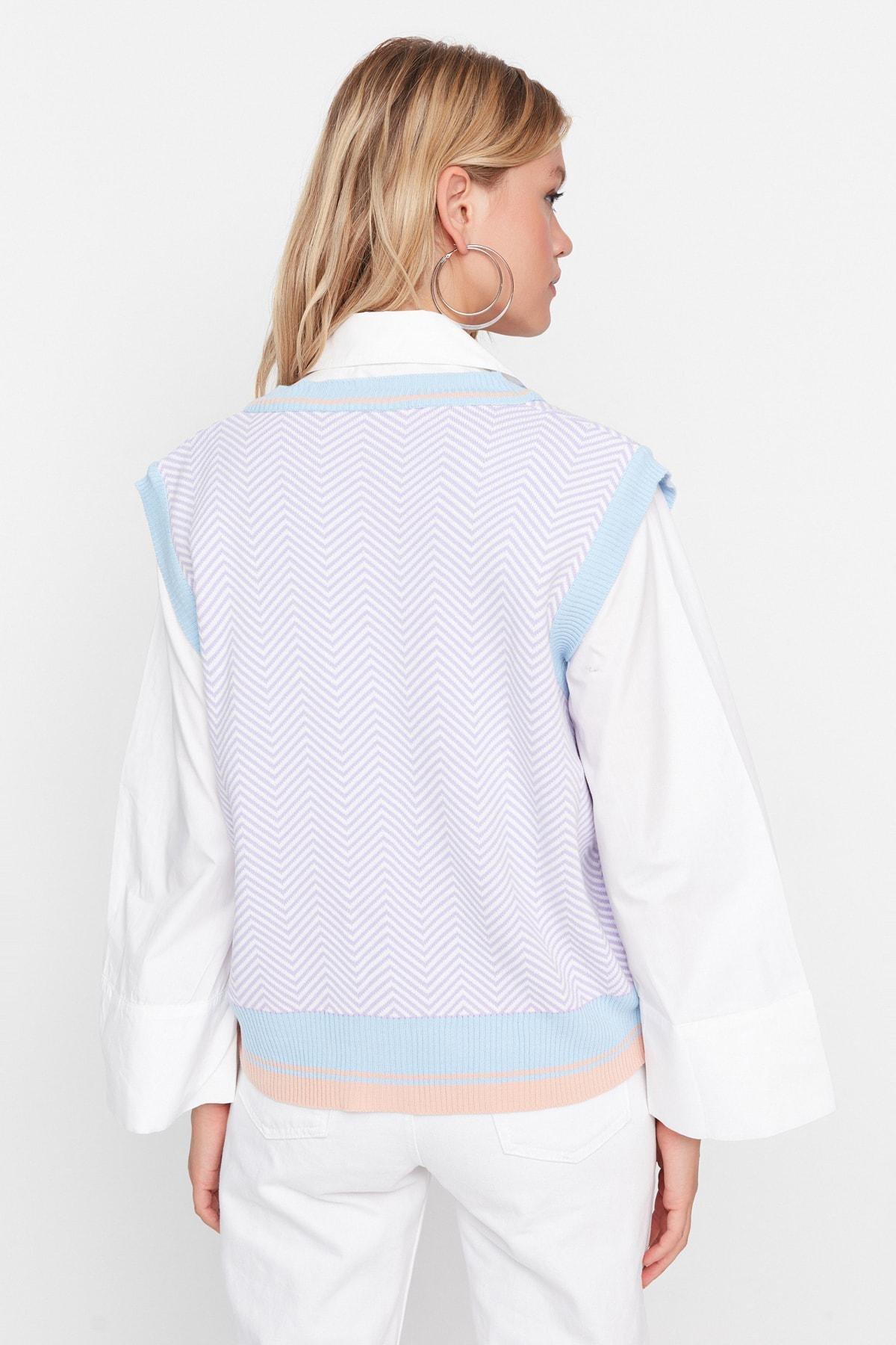 Blue V Neck Sweater Vest, , large image number 4