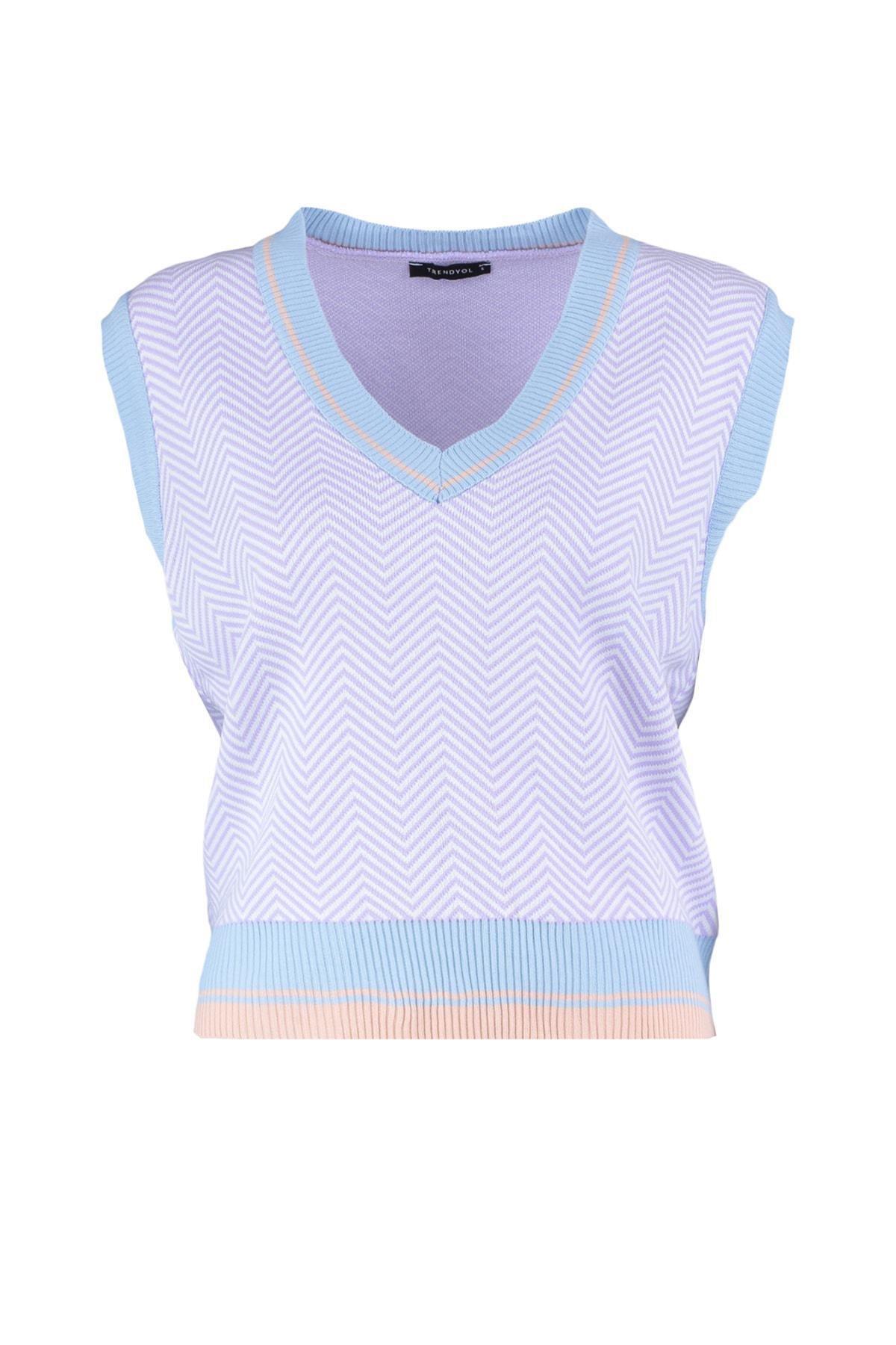Blue V Neck Sweater Vest, , large image number 6