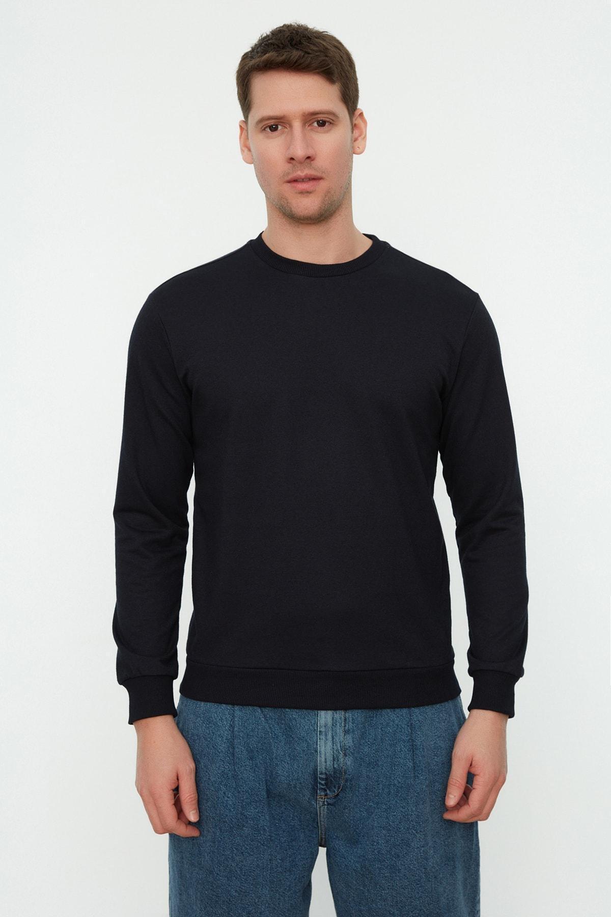 Navy Regular Crew Neck Sweatshirt, , large image number 0