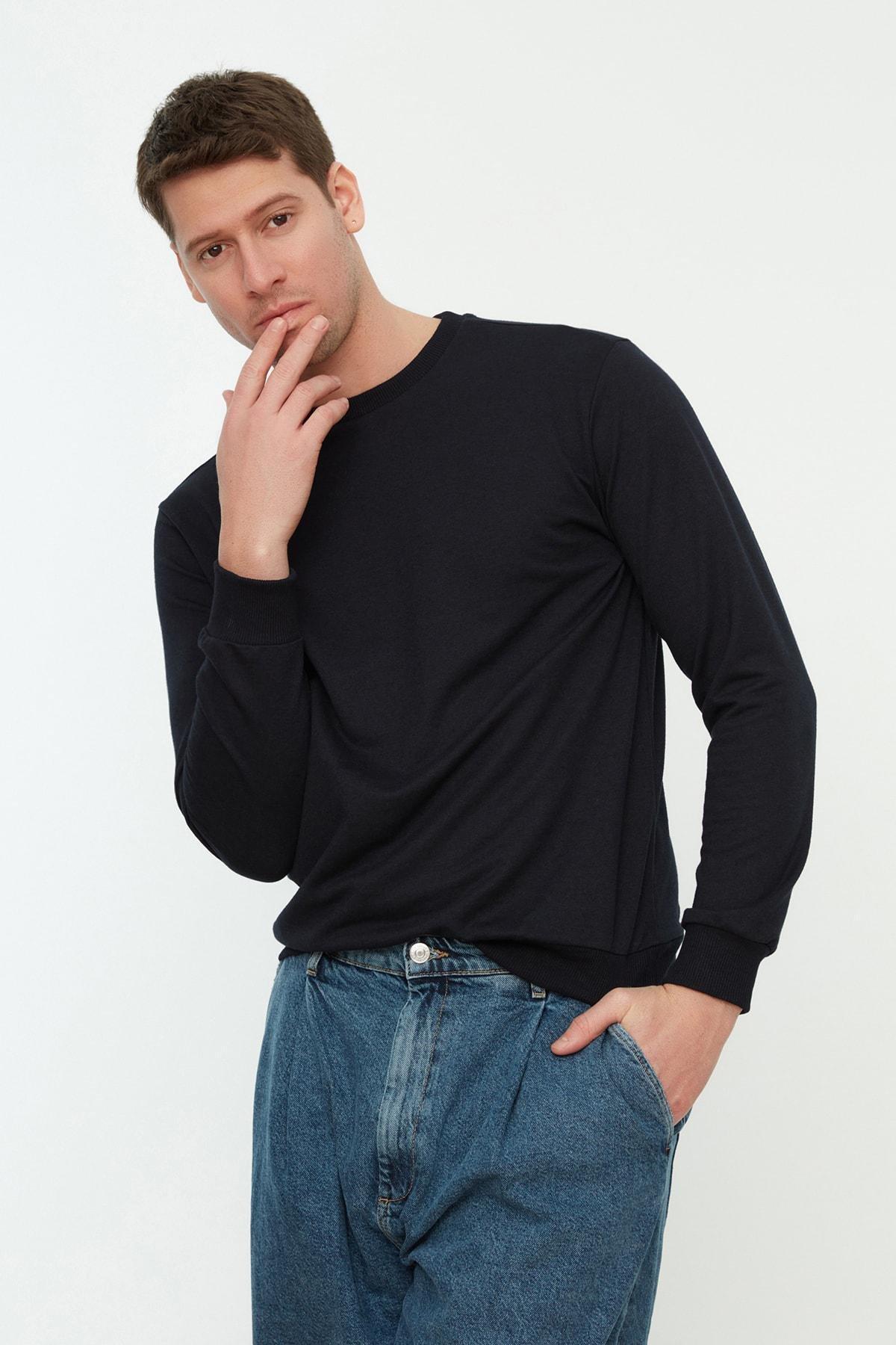 Navy Regular Crew Neck Sweatshirt, , large image number 5
