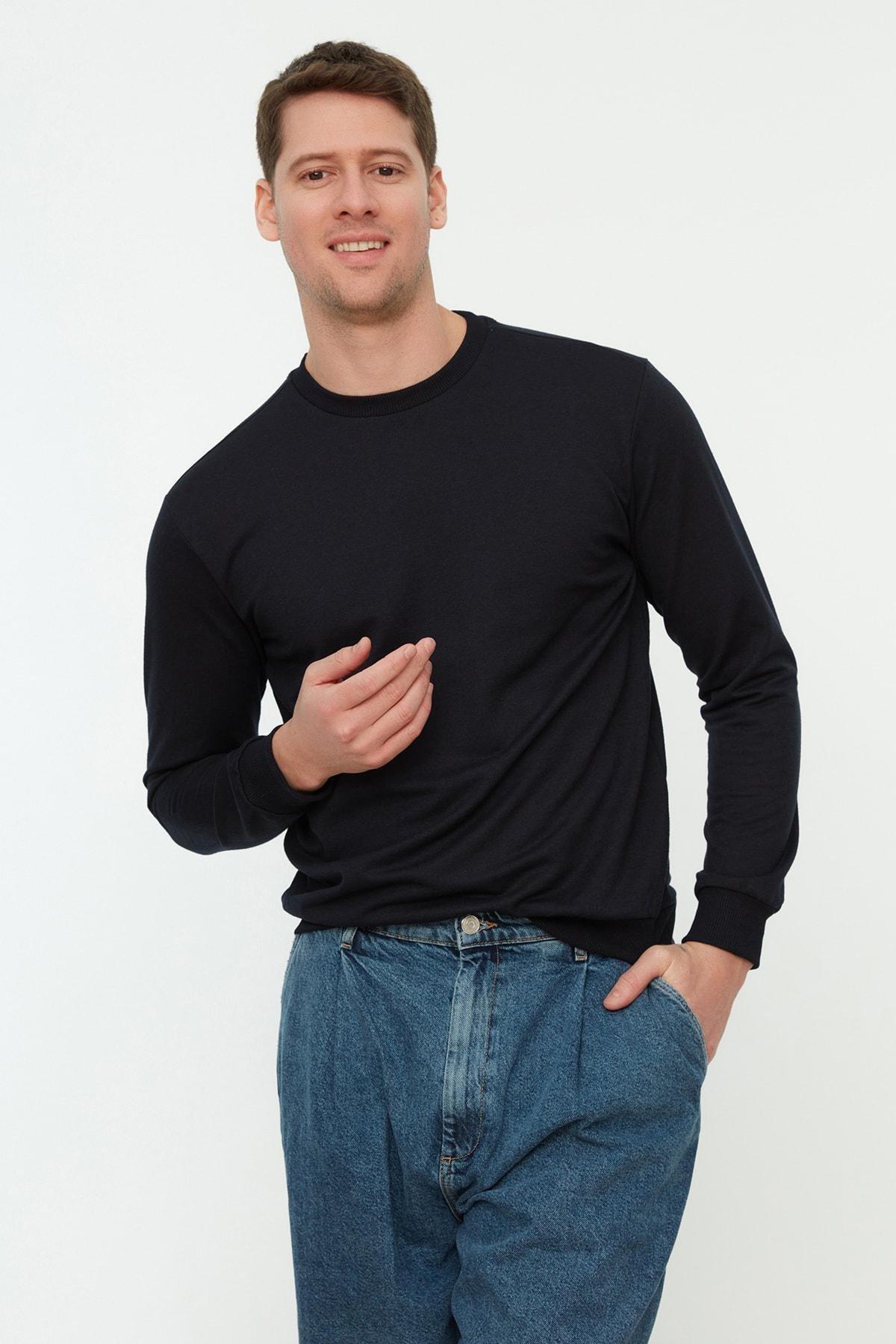 Navy Regular Crew Neck Sweatshirt, , large image number 6