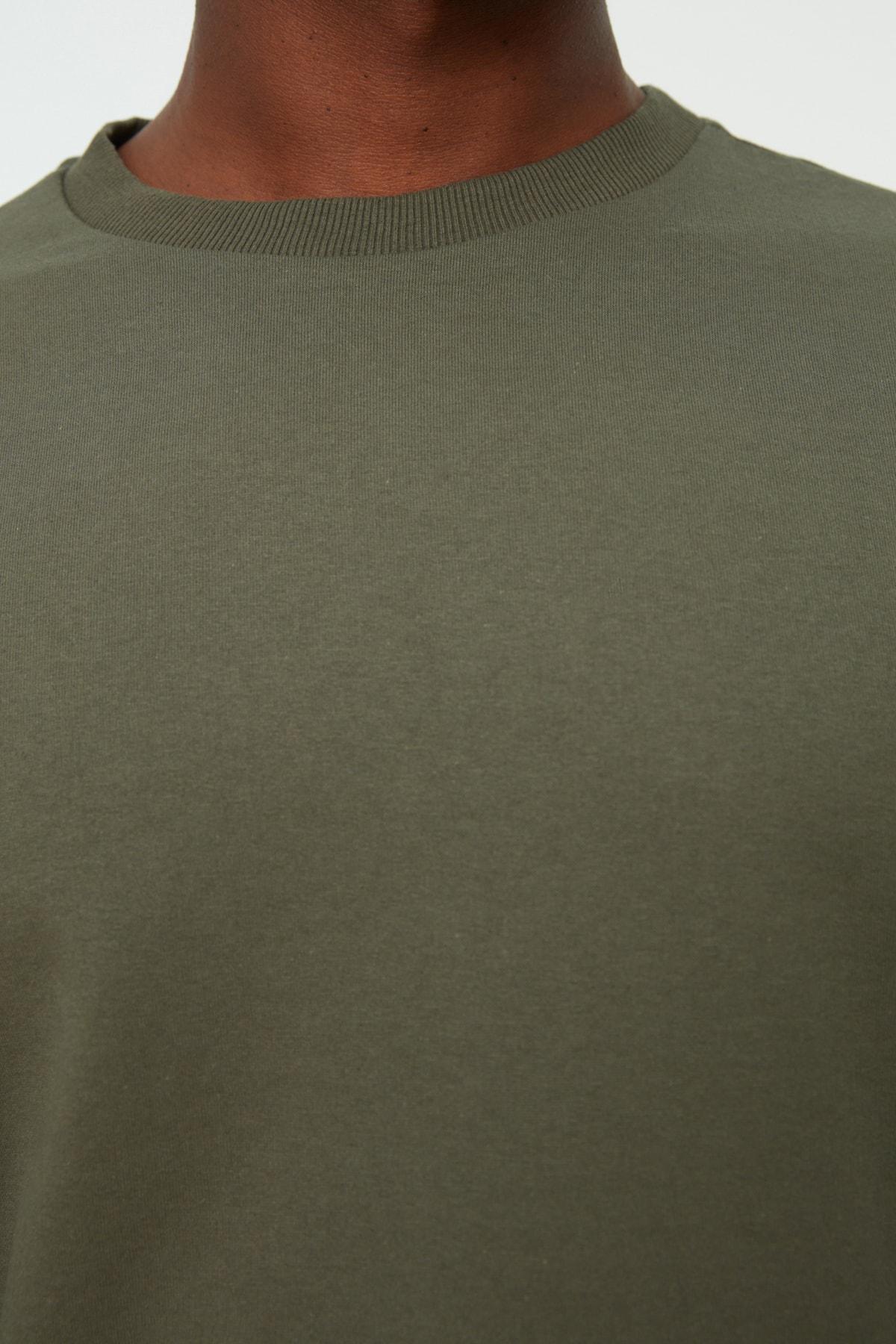 Green Crew Neck Sweatshirt, Khaki, large image number 4