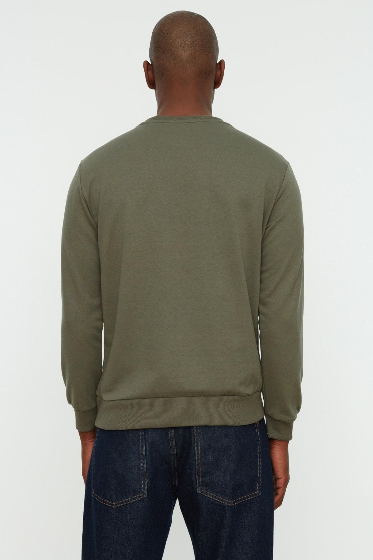 Green Crew Neck Sweatshirt, Khaki, large image number 7