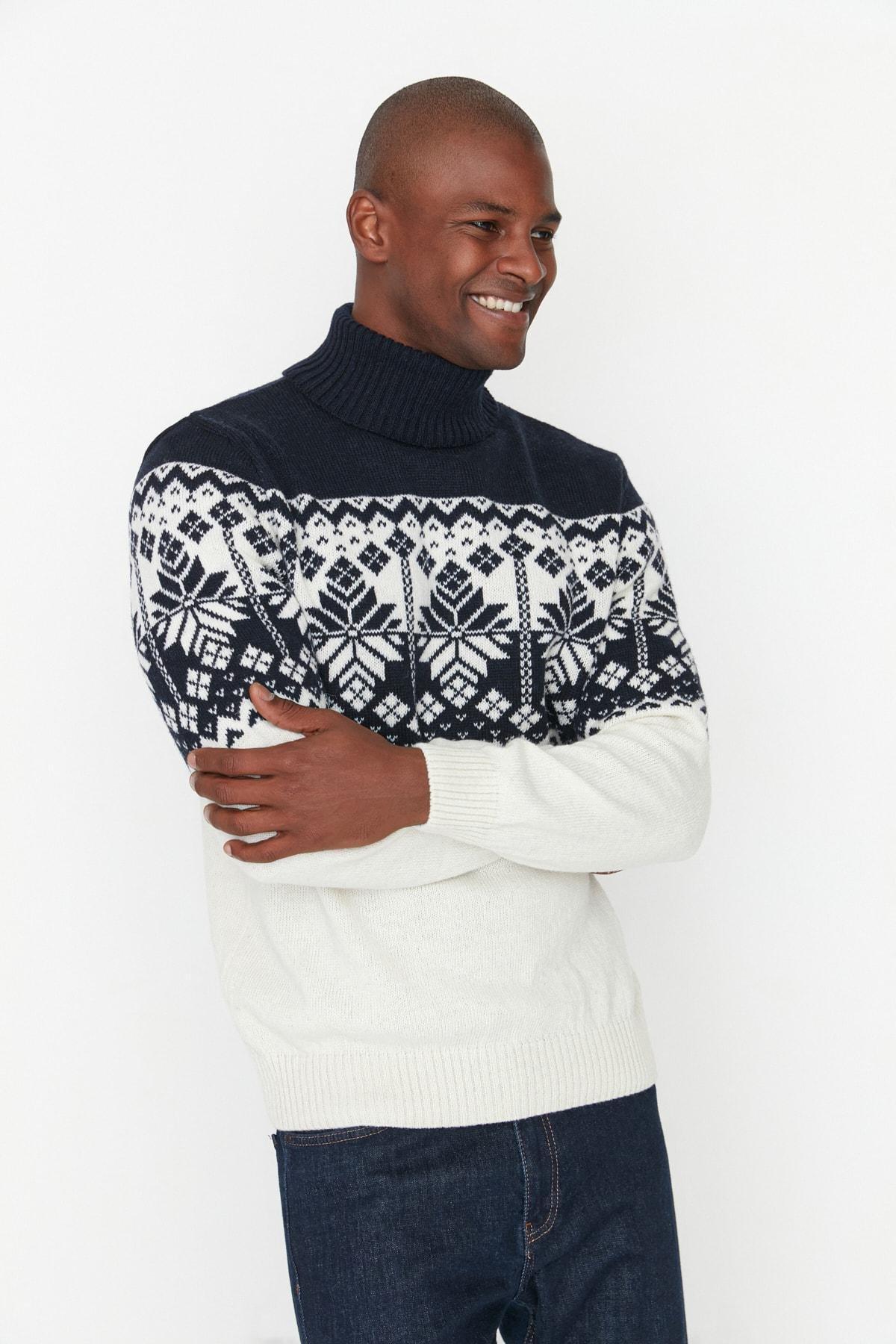 Navy Turtleneck Sweater, , large image number 1