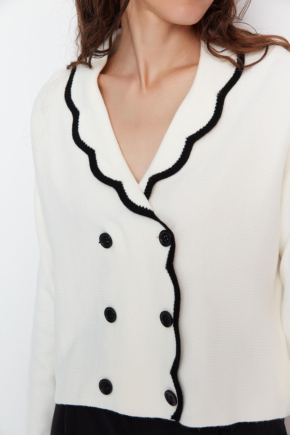 White Double-Breasted Cardigan, , large image number 3