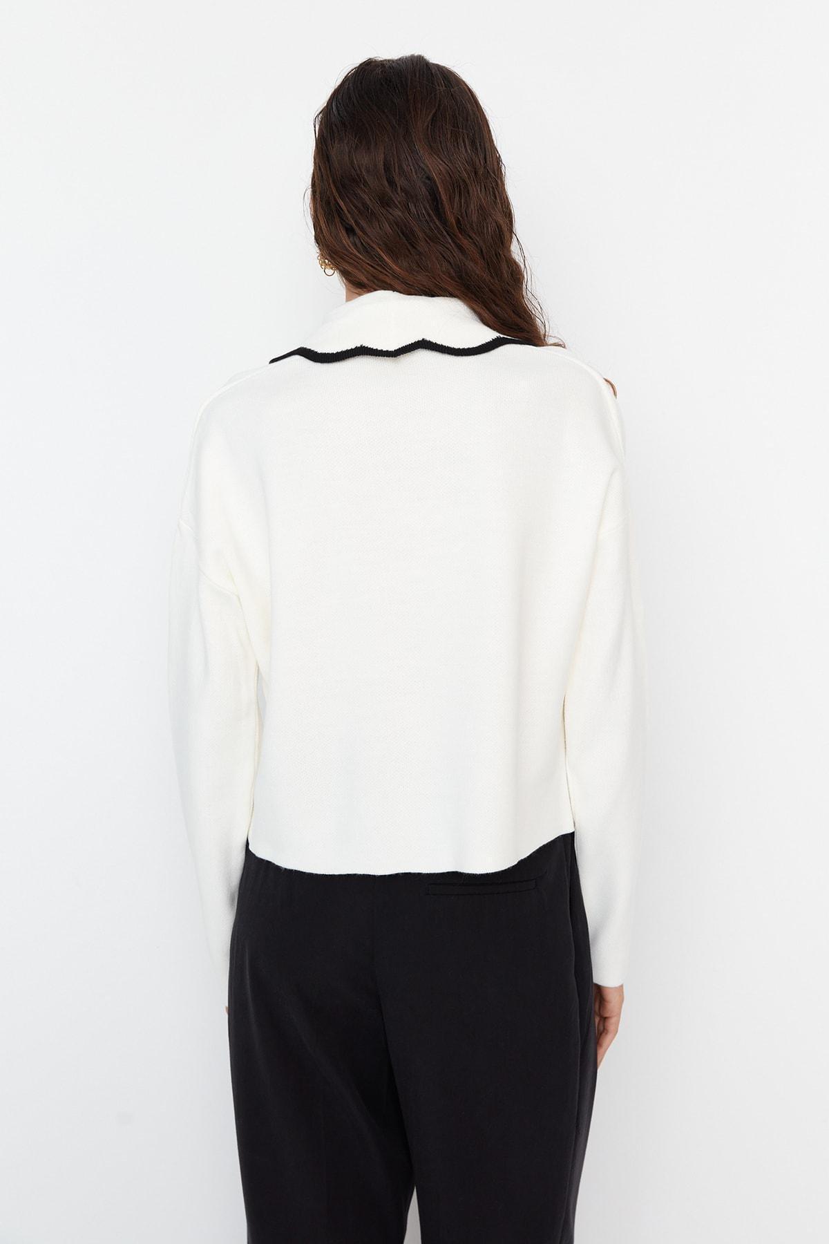 White Double-Breasted Cardigan, , large image number 4