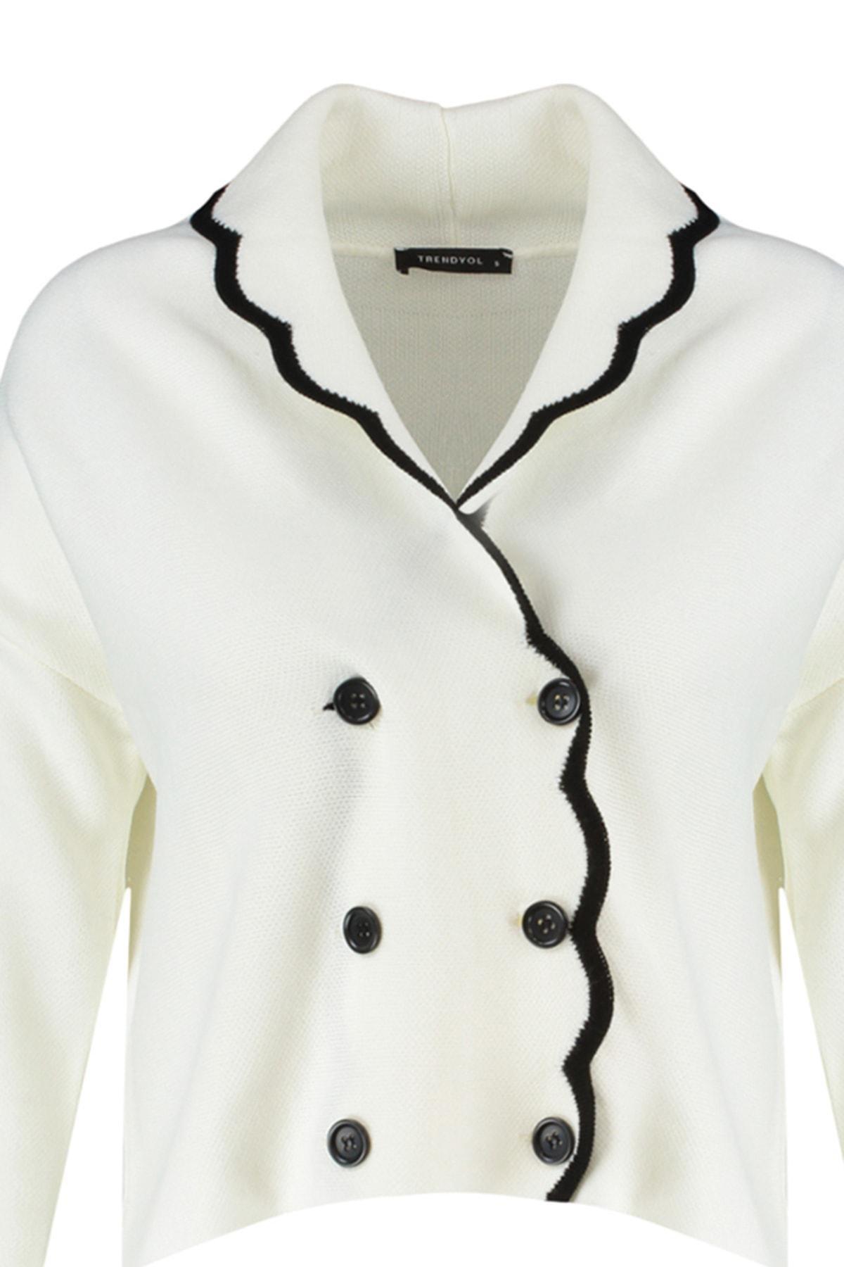 White Double-Breasted Cardigan, , large image number 6
