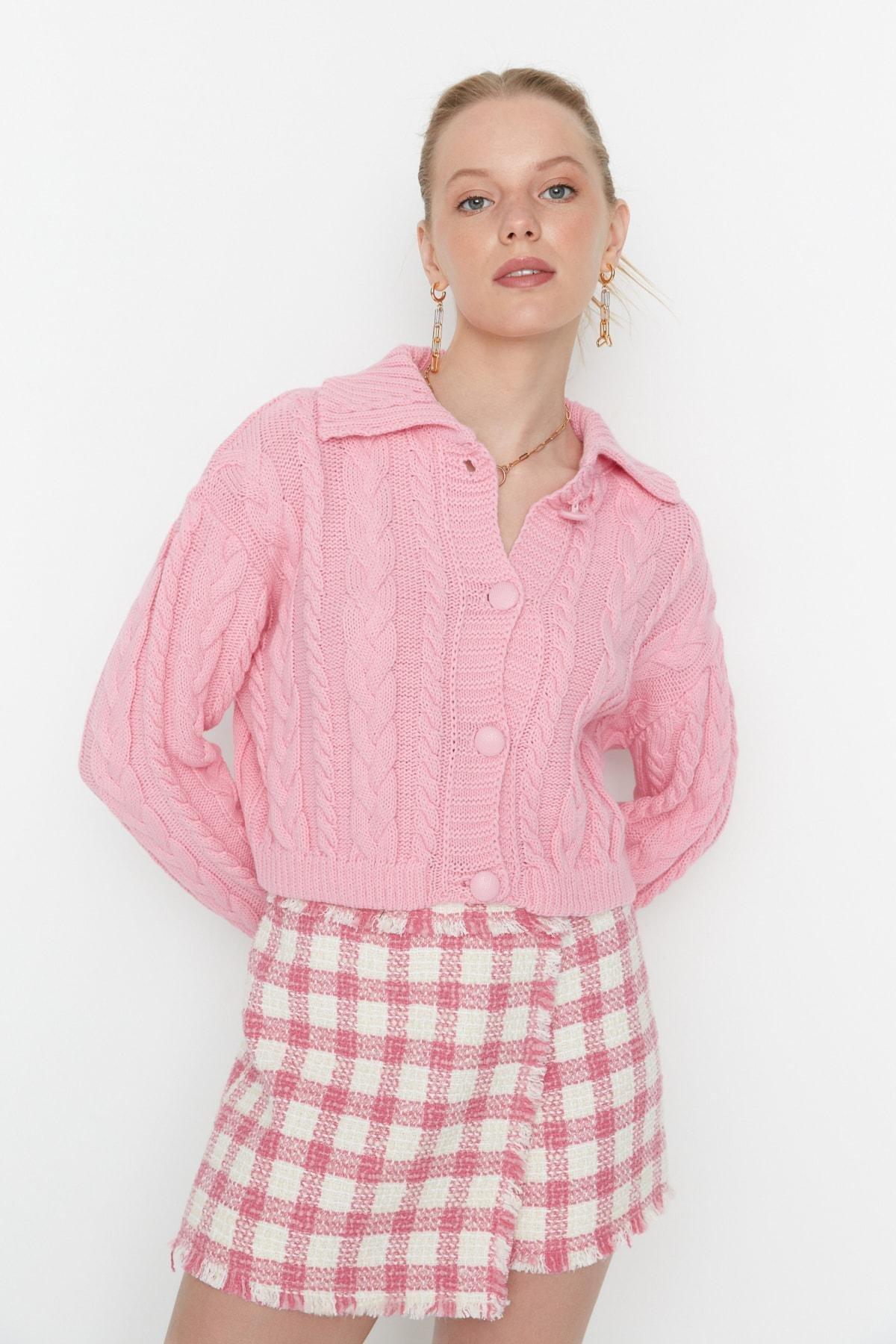 Pink Polo Neck Cardigan, , large image number 2