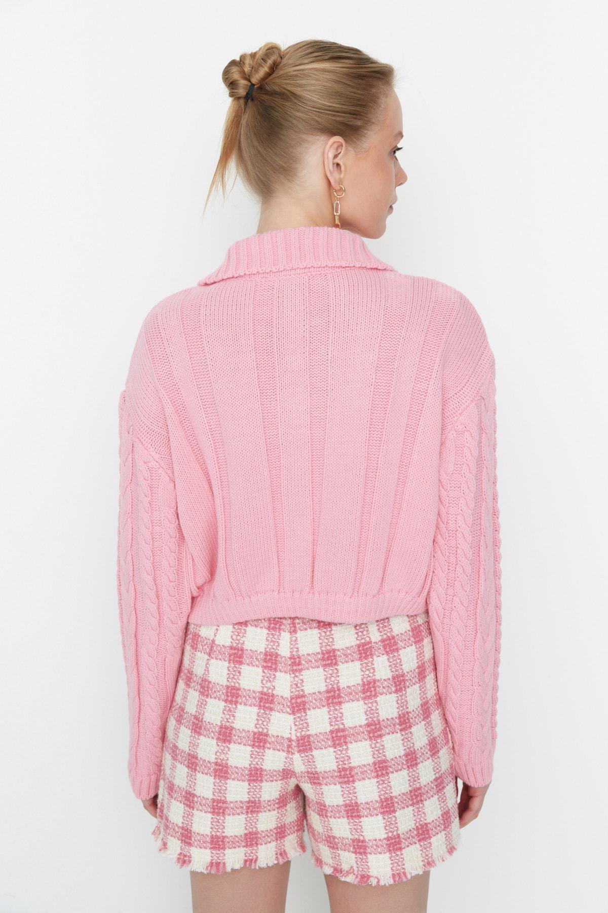 Pink Polo Neck Cardigan, , large image number 3