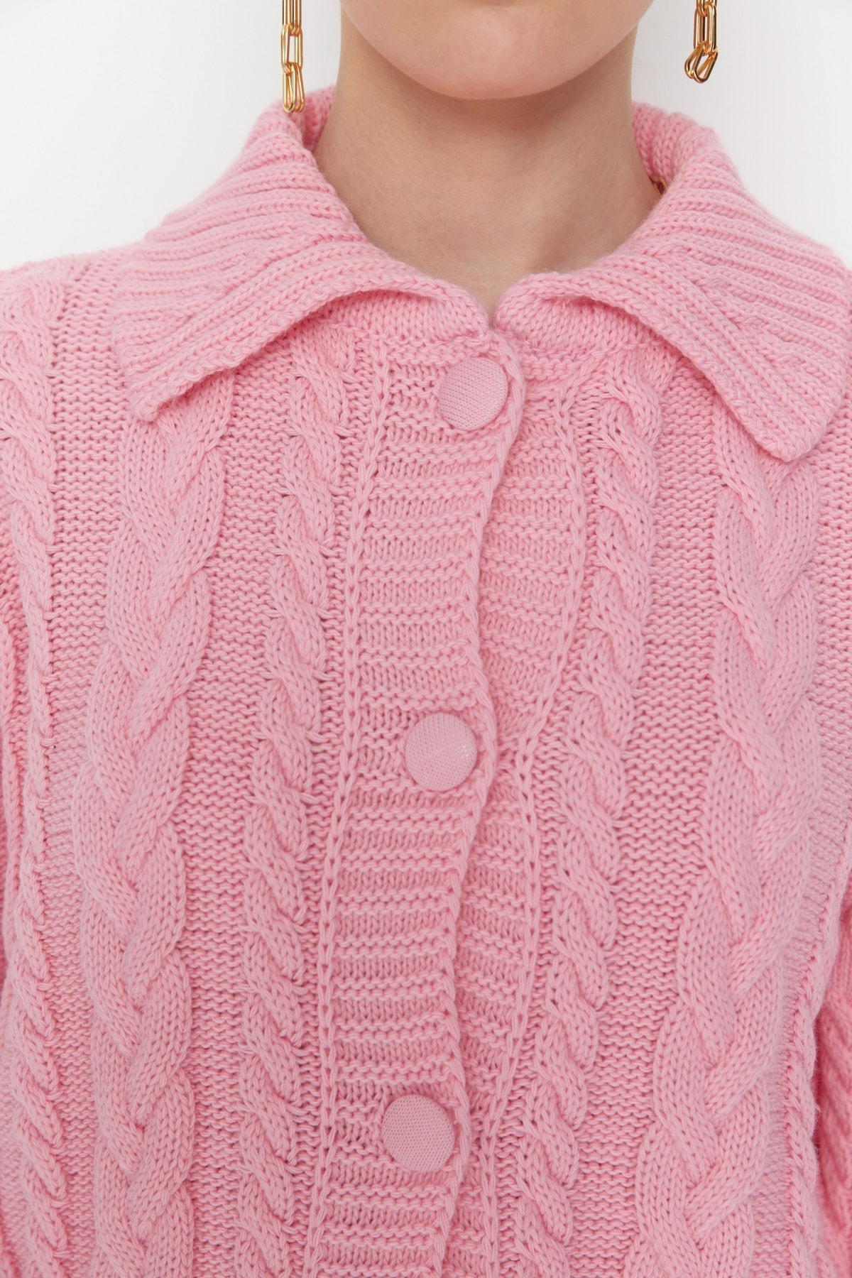 Pink Polo Neck Cardigan, , large image number 4