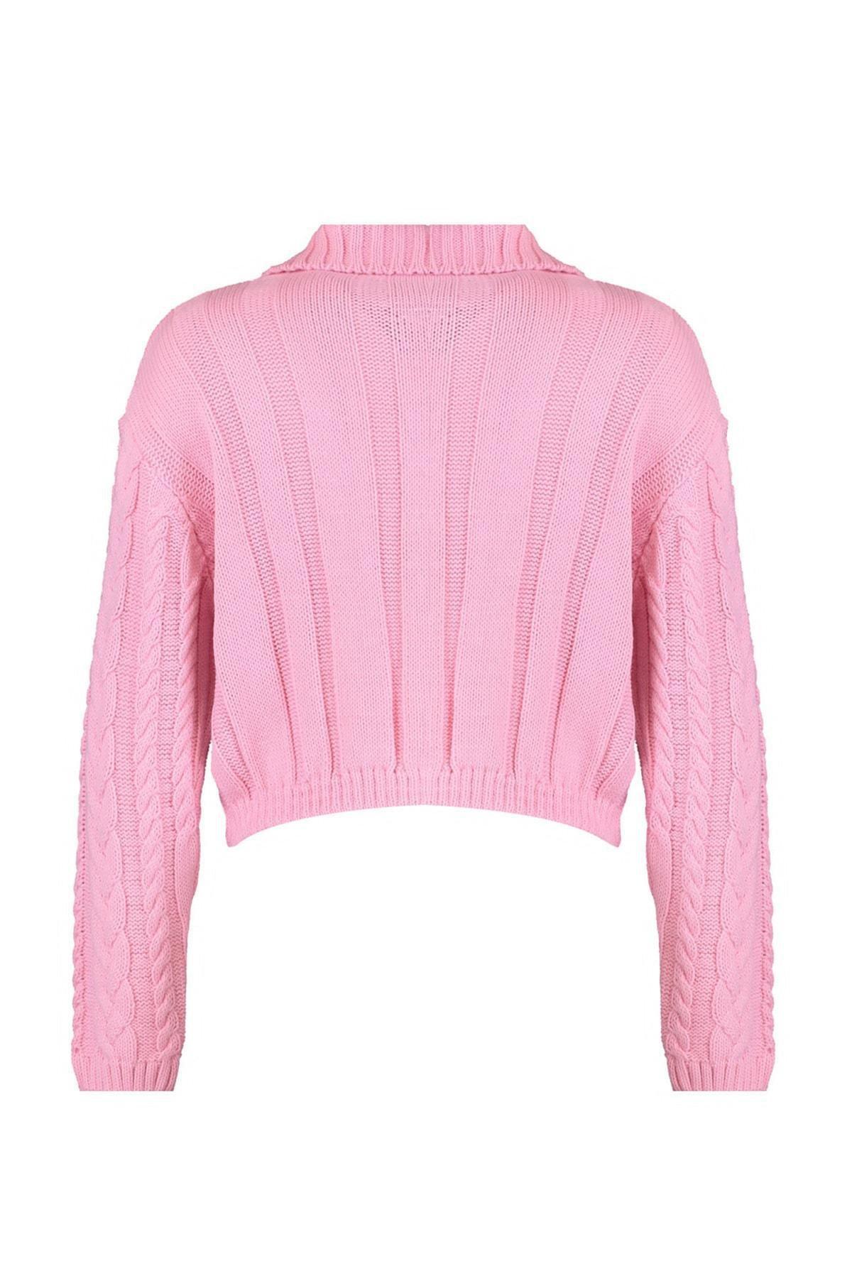 Pink Polo Neck Cardigan, , large image number 5