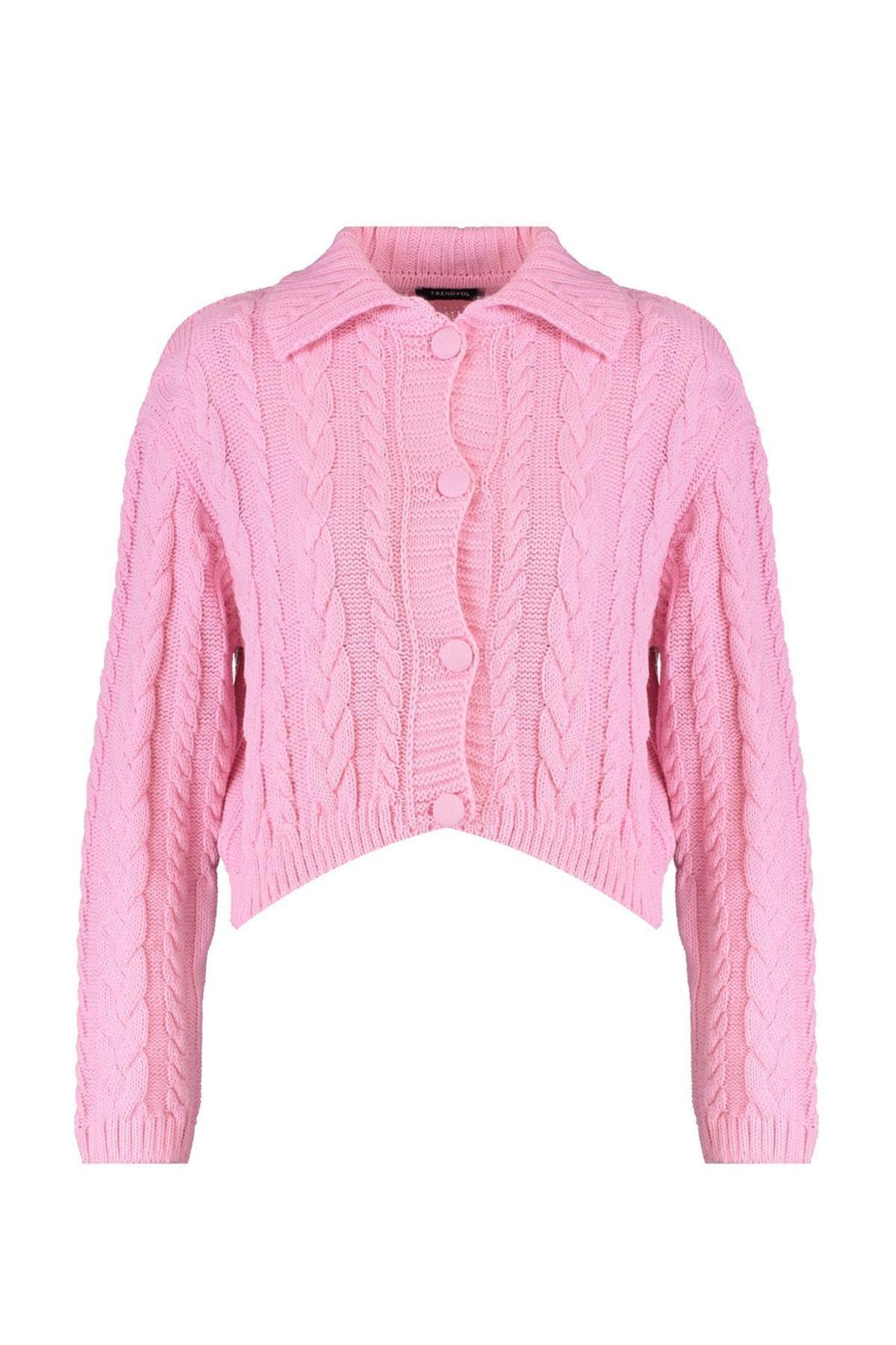 Pink Polo Neck Cardigan, , large image number 6